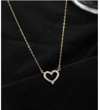 Dainty Pave Heart Gold Necklace