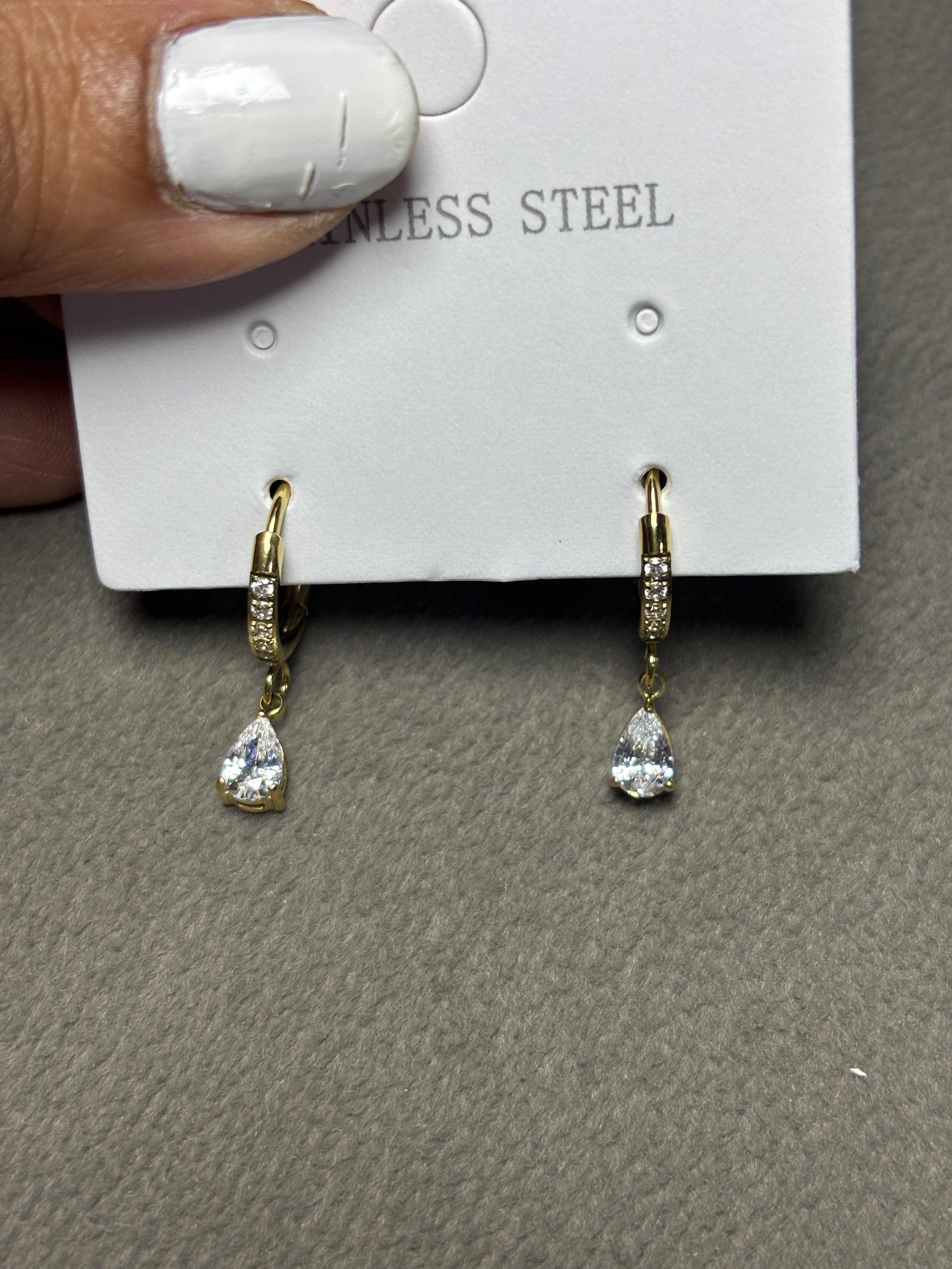 Golden Teardrop Crystal Earrings