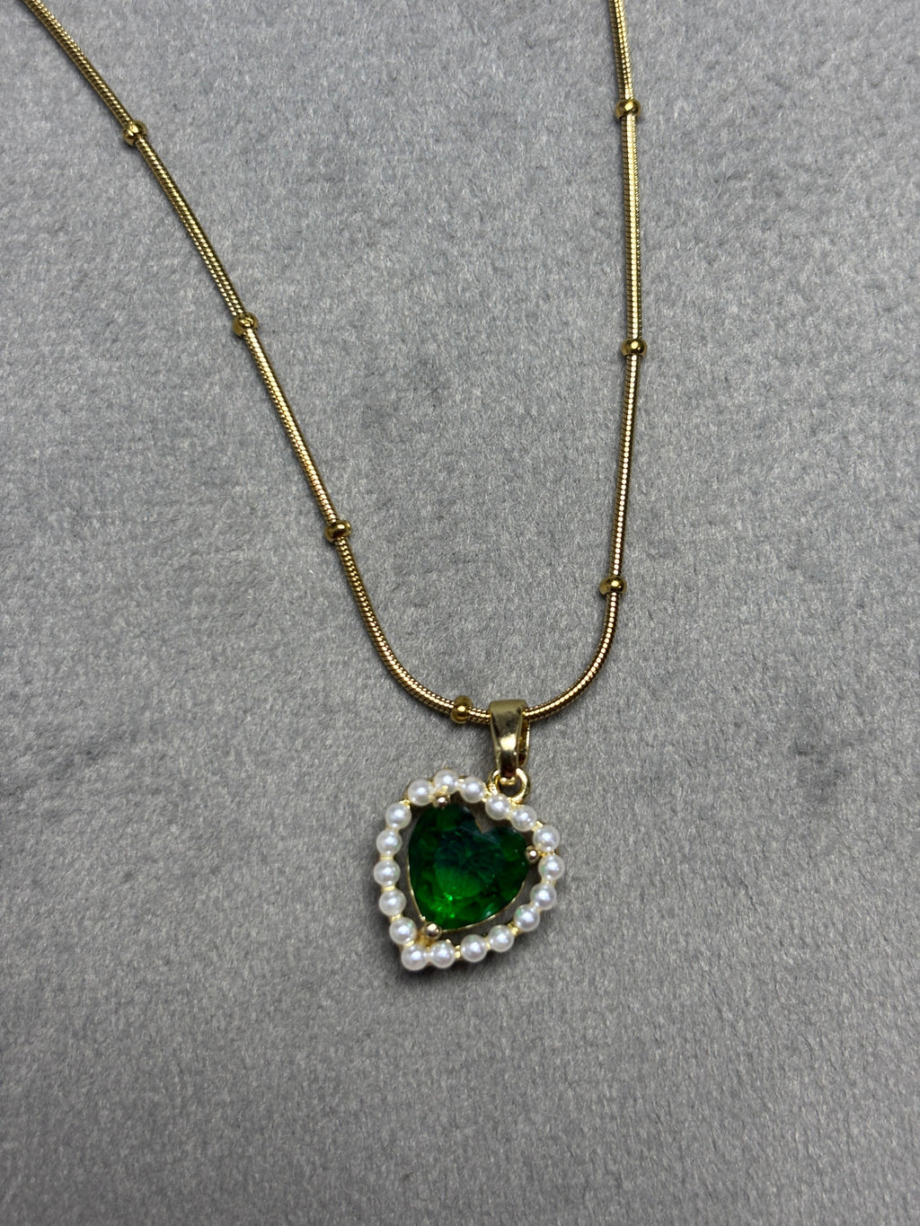 Heart Shaped Green Gem Pendant Necklace