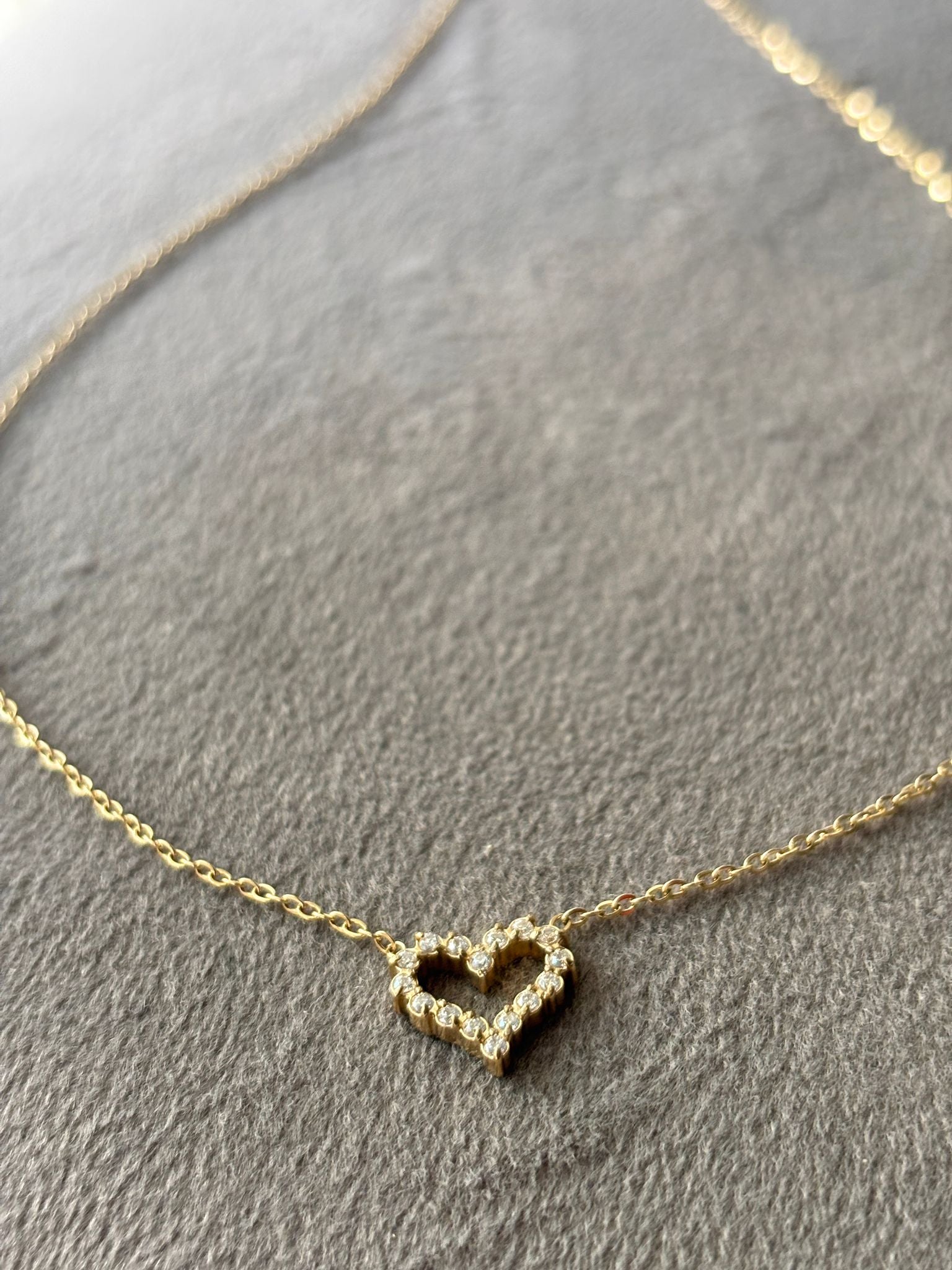 Dainty Pave Heart Gold Necklace