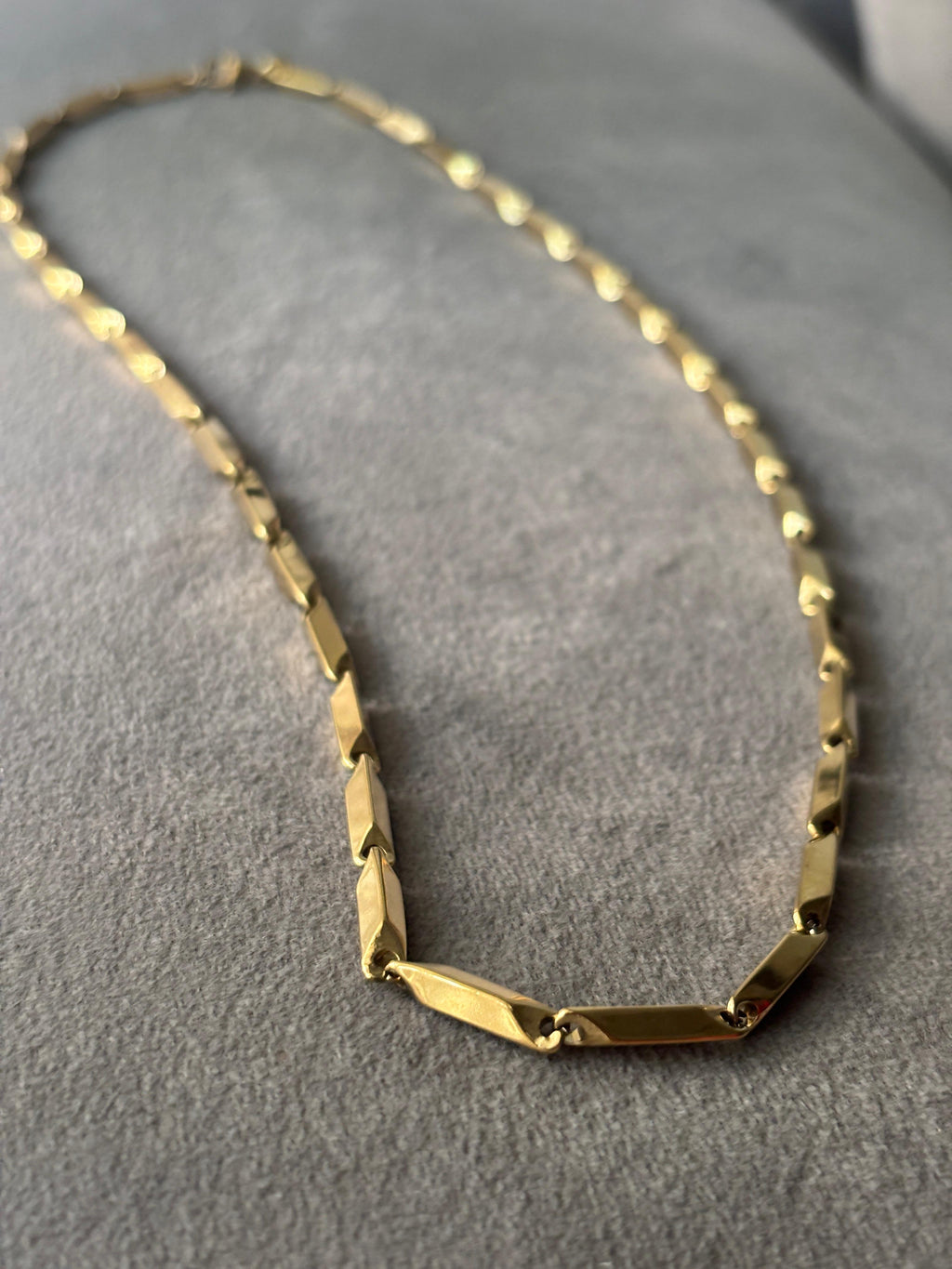 Modern Gold Rectangle Link Chain Necklace