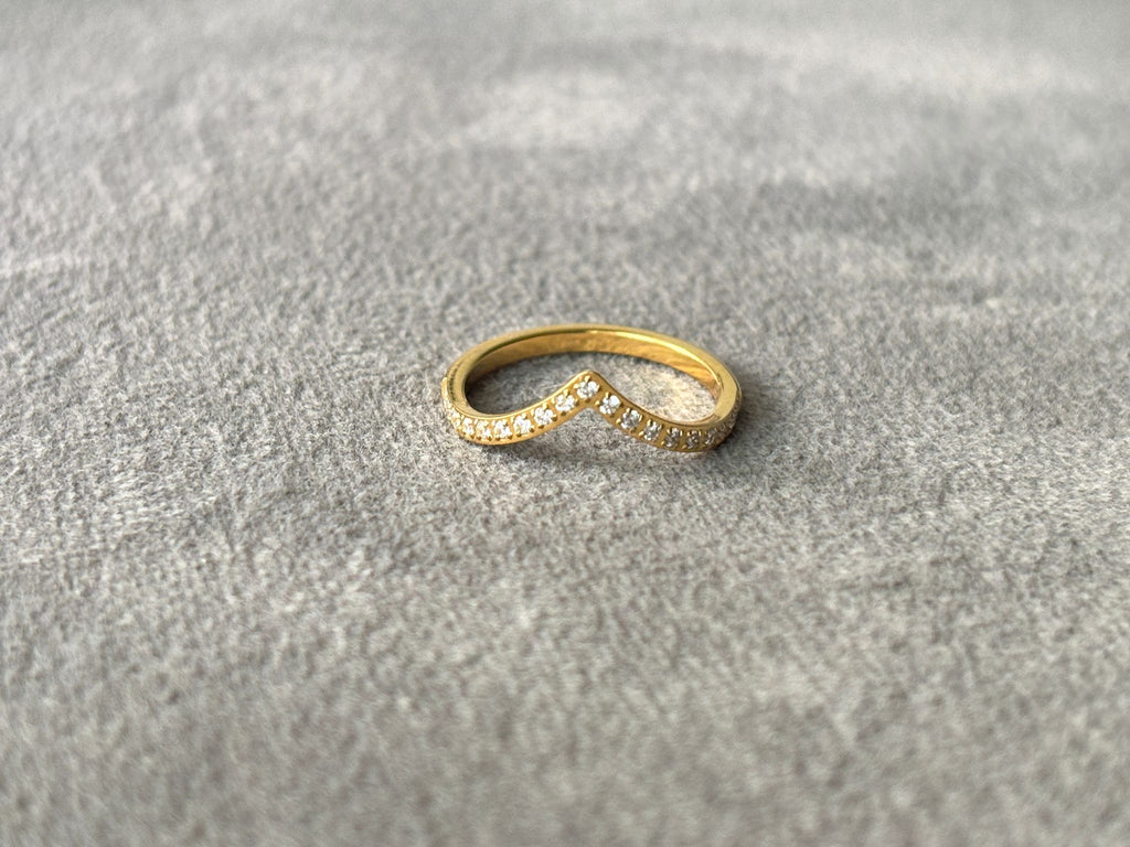 Colorful Gold Stacking Ring with Oval Zirconia