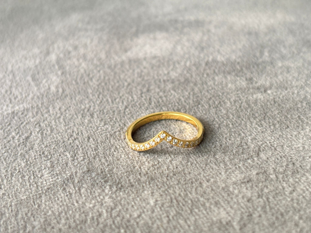 Colorful Gold Stacking Ring with Oval Zirconia