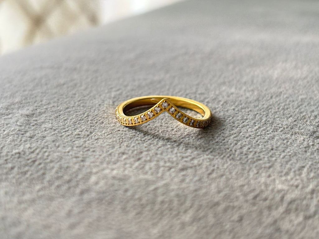 Colorful Gold Stacking Ring with Oval Zirconia