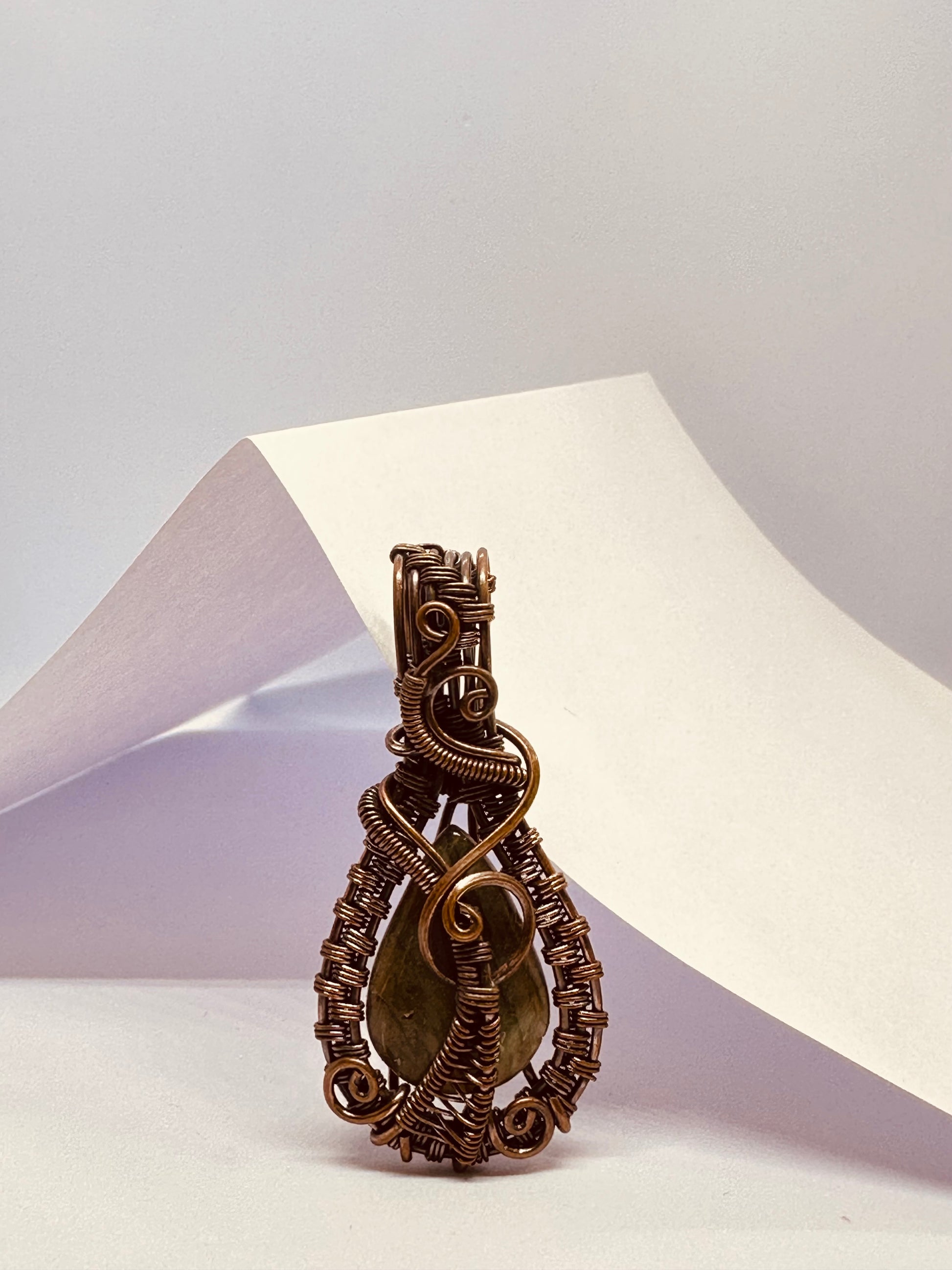 Light-Coded Crystal Clarity Fluorite Handmade Copper Pendant