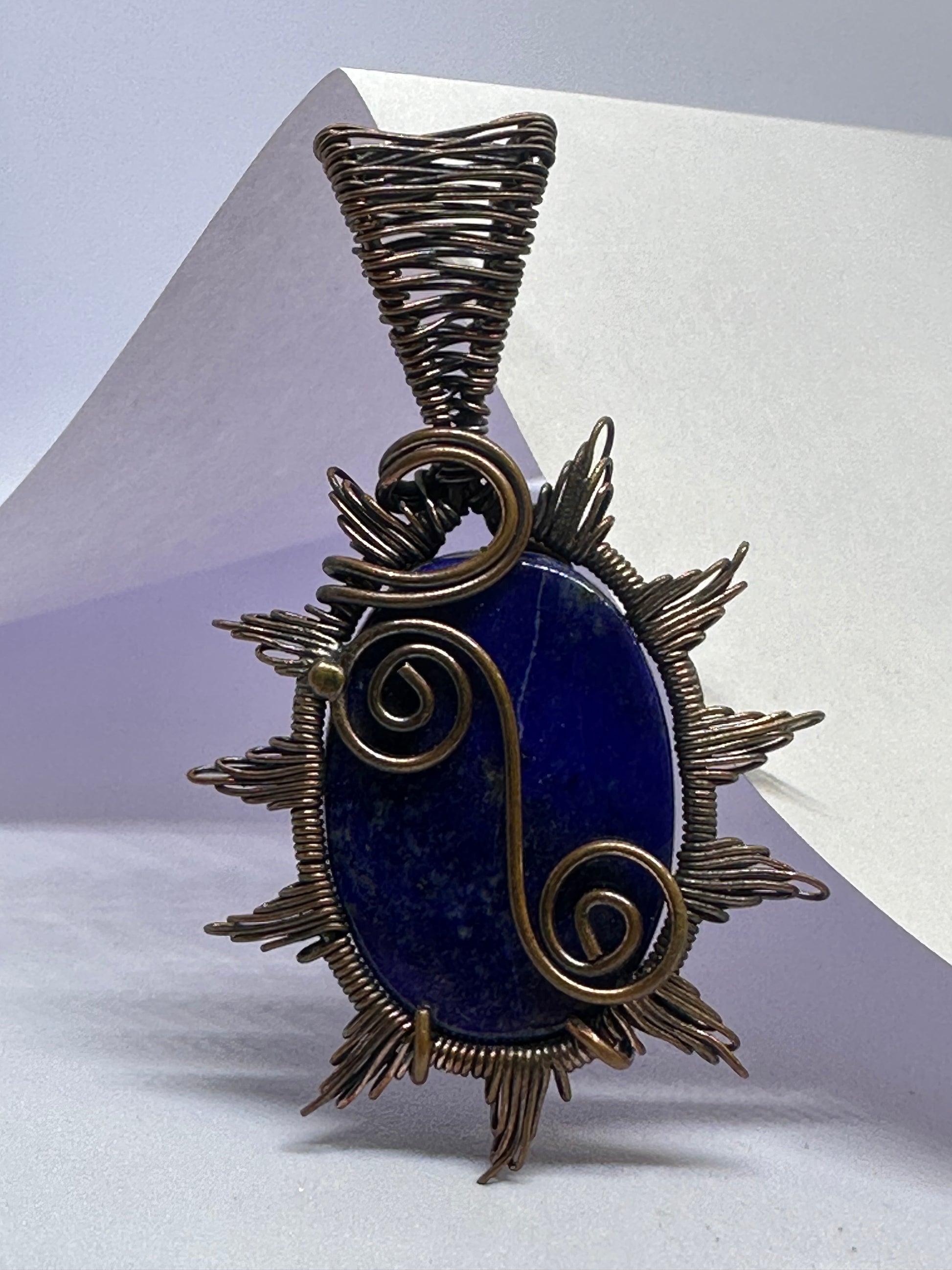 Light-Coded Celestial Glow Lapis Lazuli Handmade Copper Pendant"