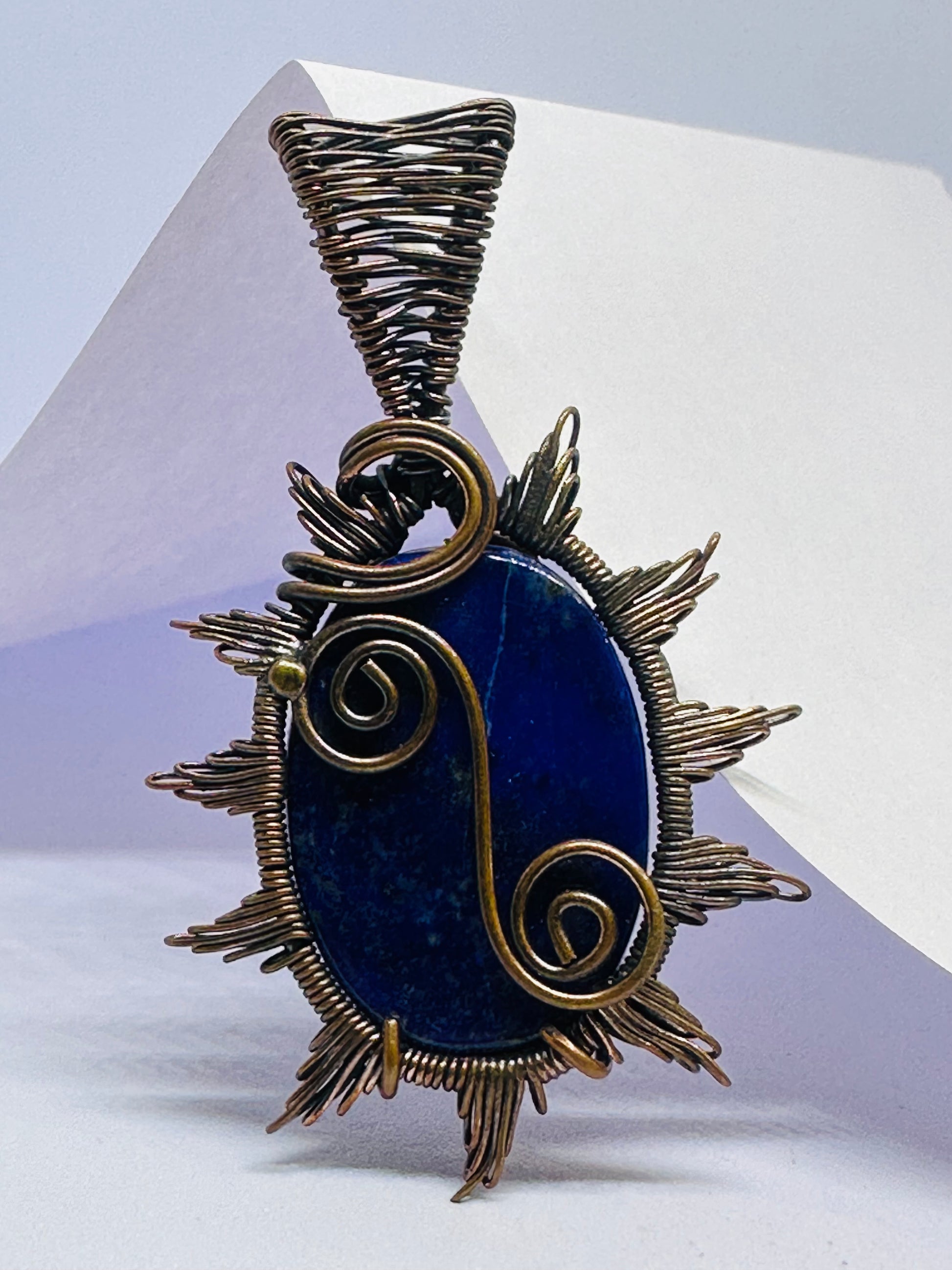 Light-Coded Celestial Glow Lapis Lazuli Handmade Copper Pendant"