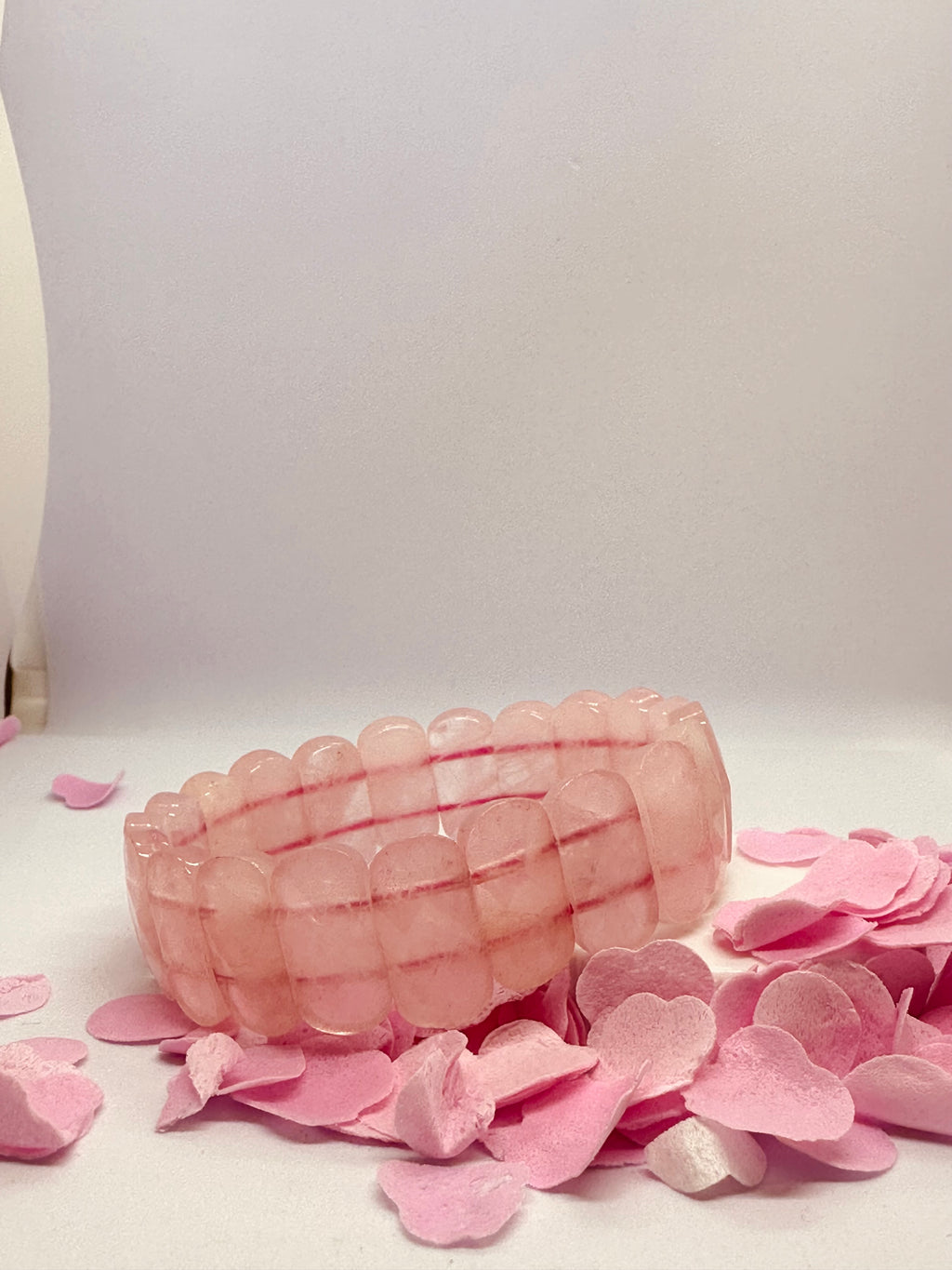 Light-Coded Rose Quartz Radiance Faceted Crystal Bracelet"