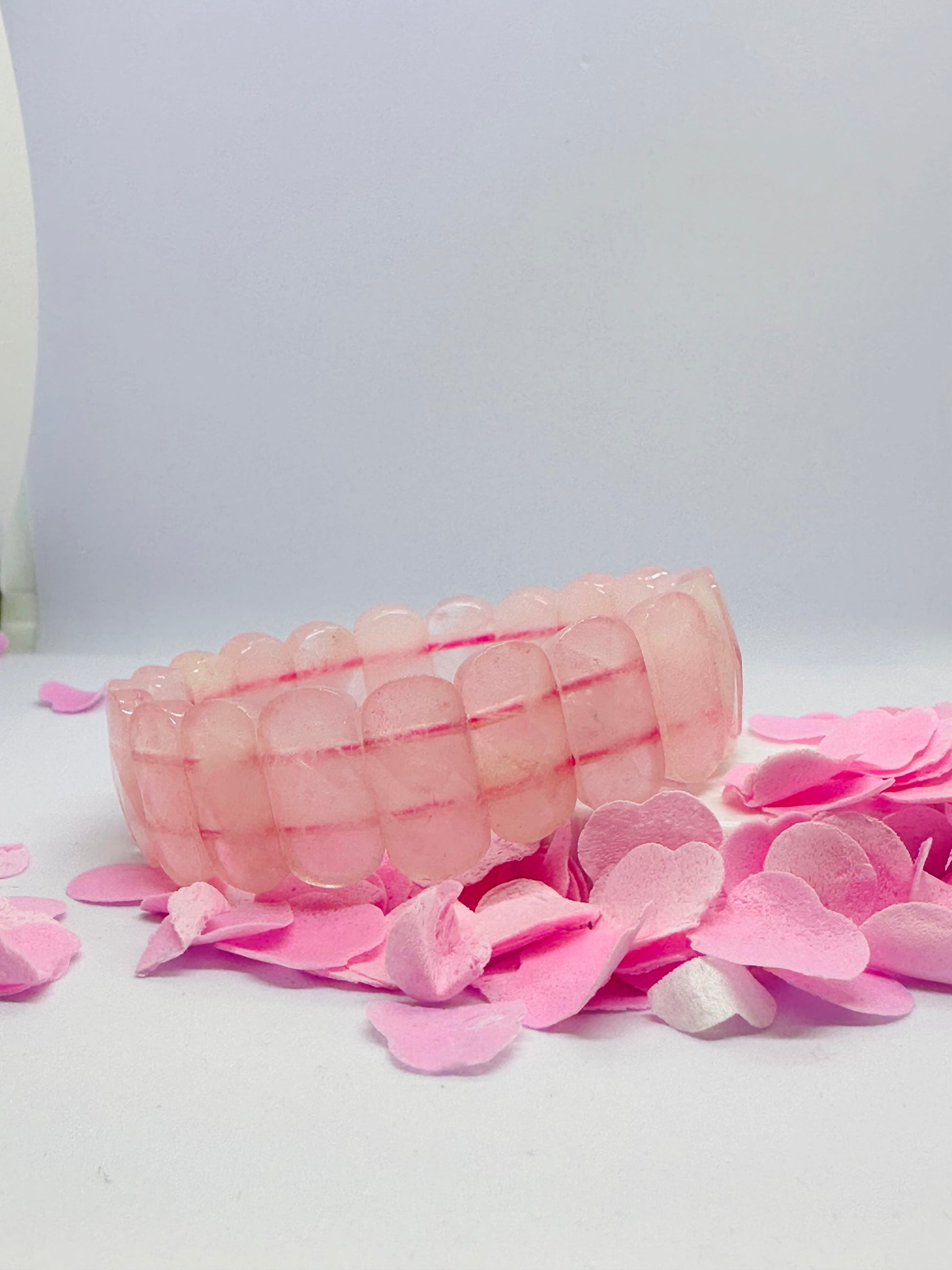 Light-Coded Rose Quartz Radiance Faceted Crystal Bracelet"