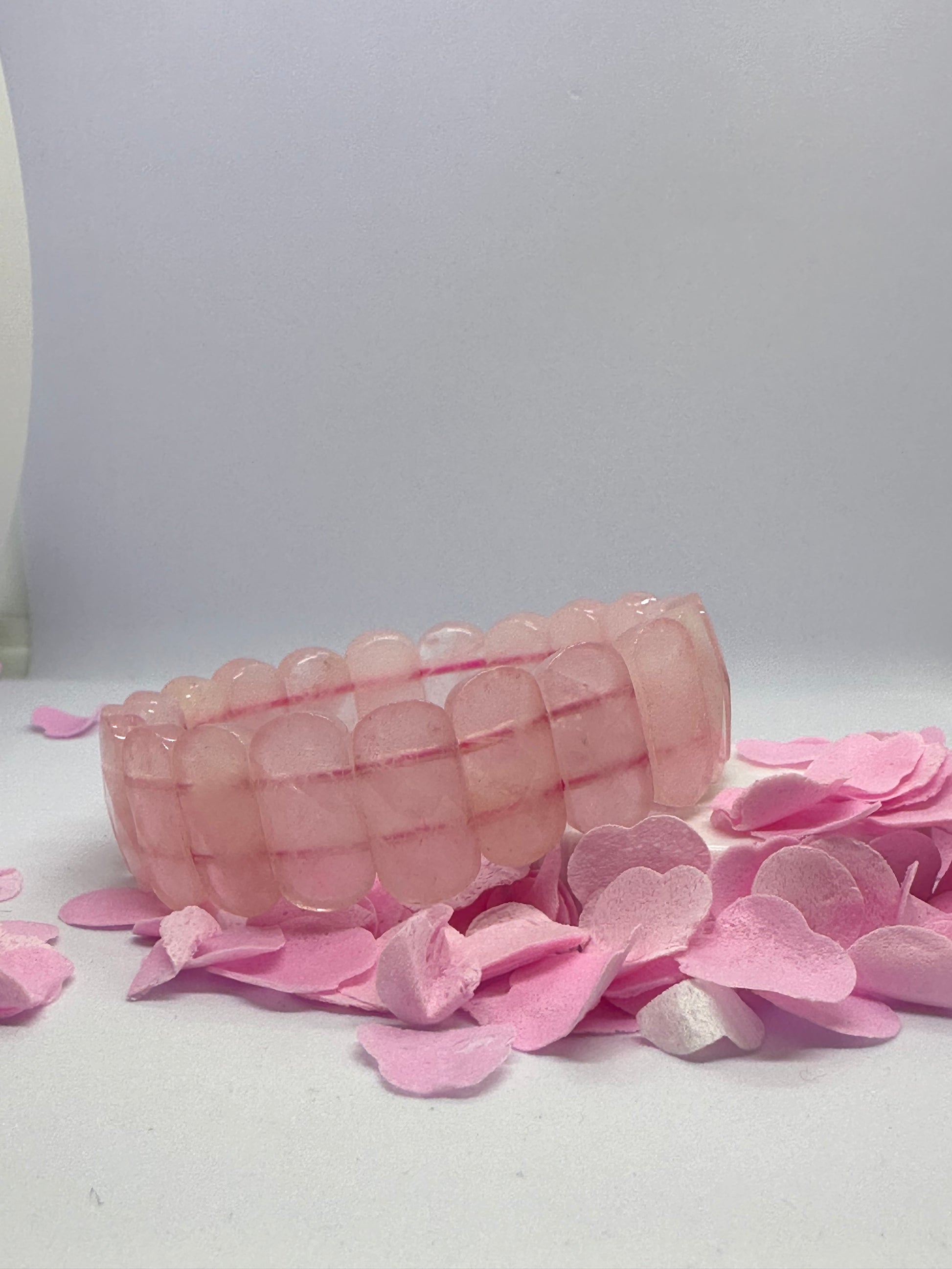 Light-Coded Rose Quartz Radiance Faceted Crystal Bracelet"