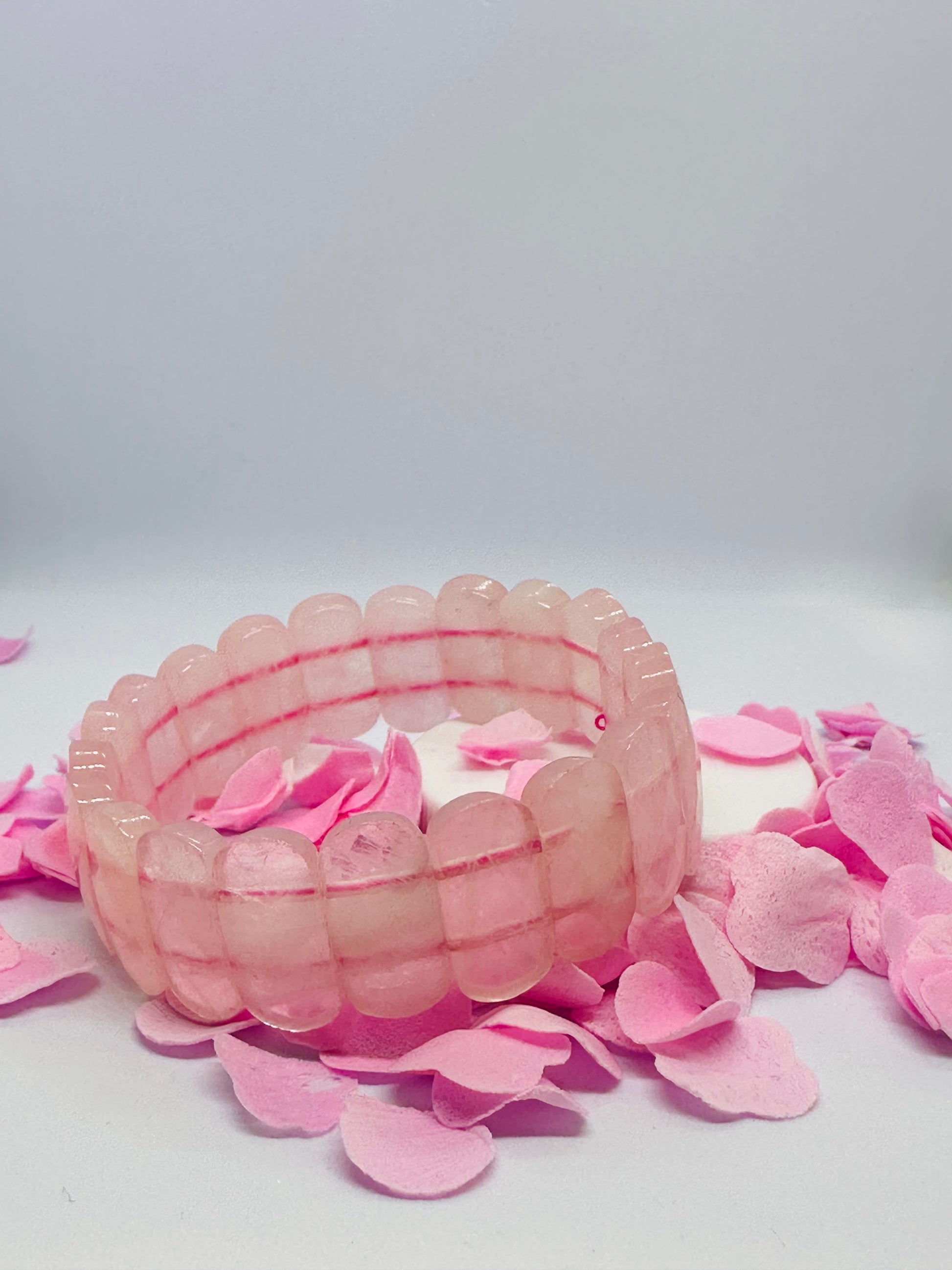 Light-Coded Rose Quartz Radiance Faceted Crystal Bracelet"