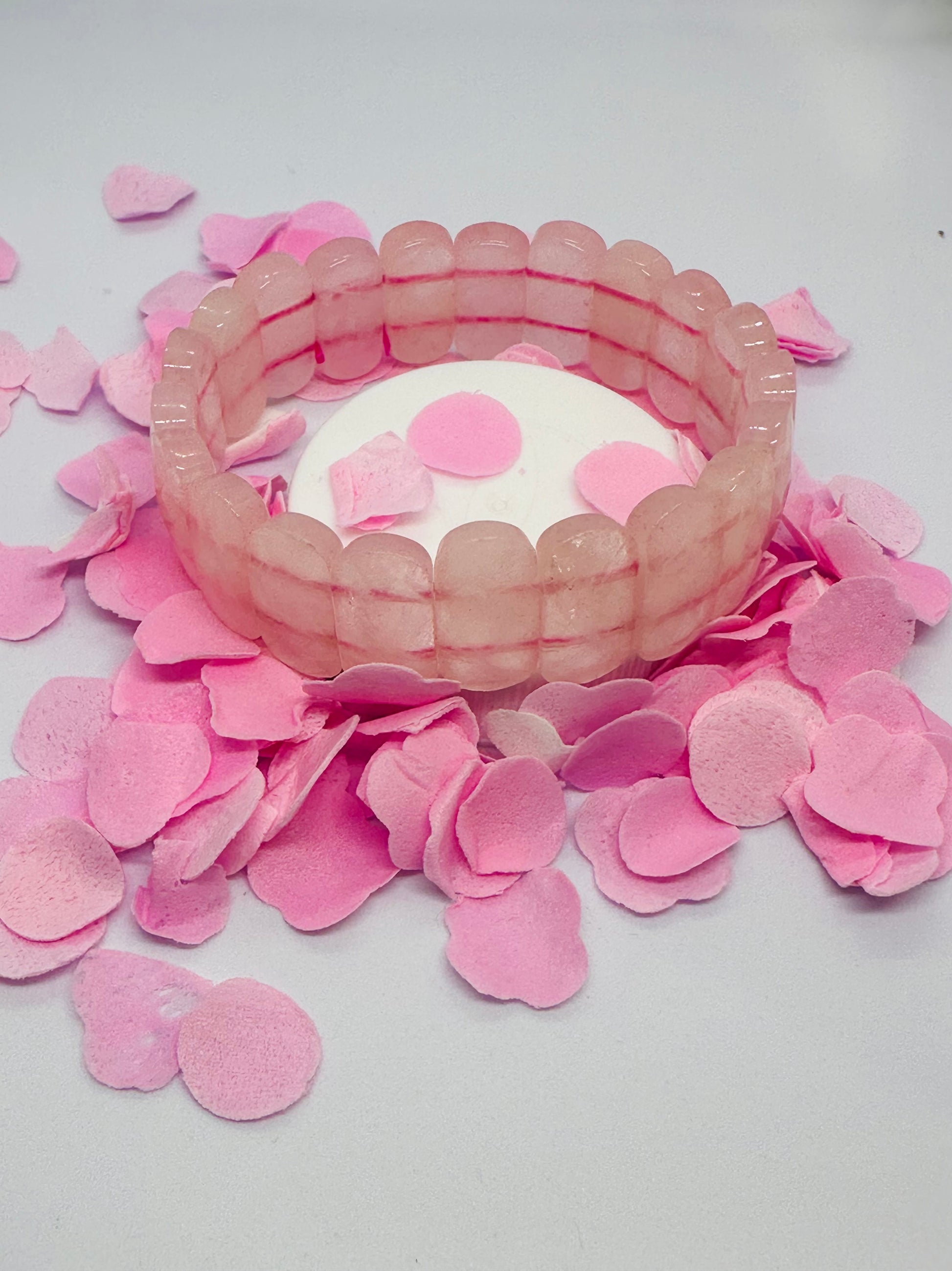 Light-Coded Rose Quartz Radiance Faceted Crystal Bracelet"