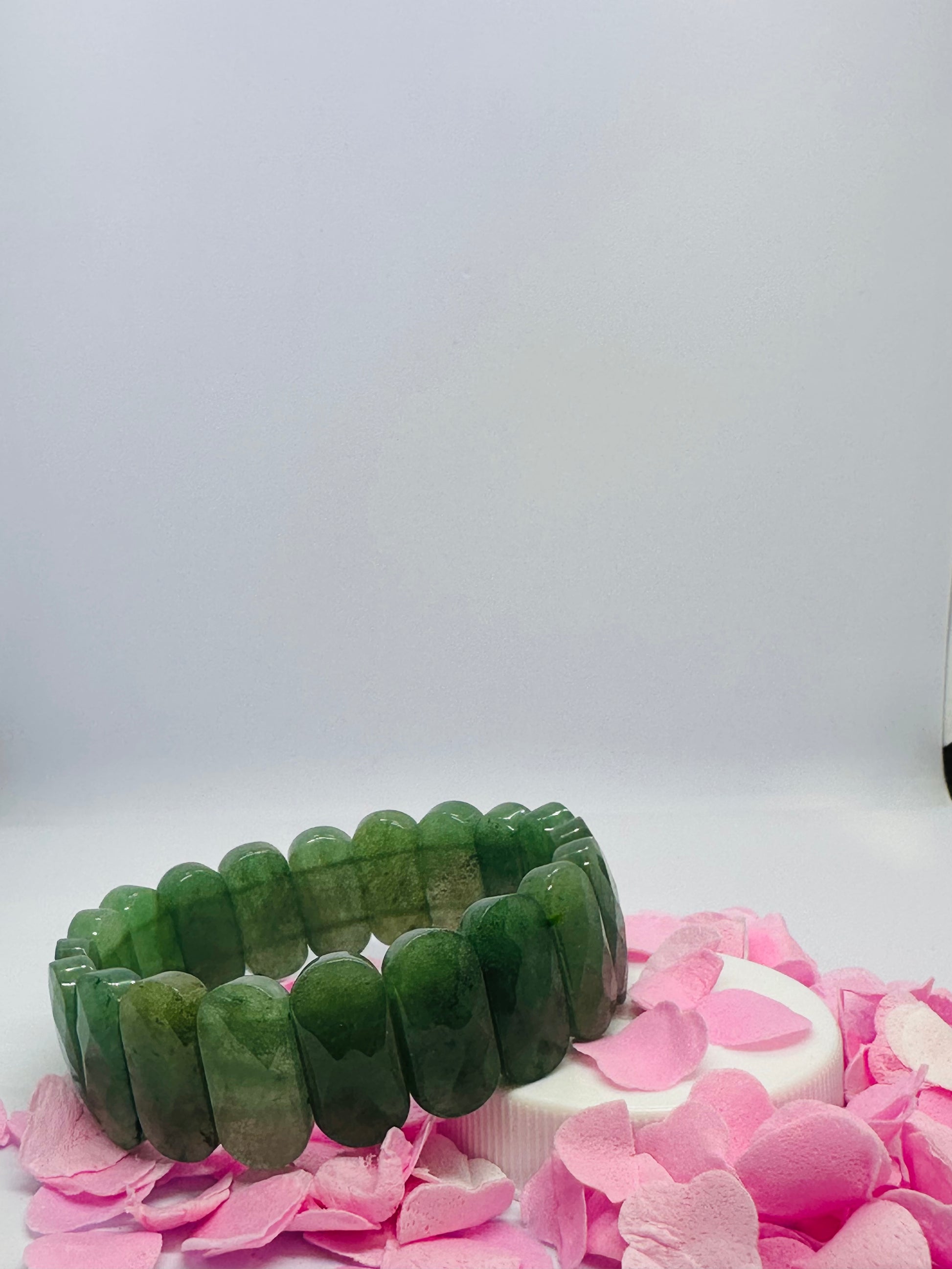 Light-Coded Green Aventurine Glow: Faceted Crystal Bracelet"