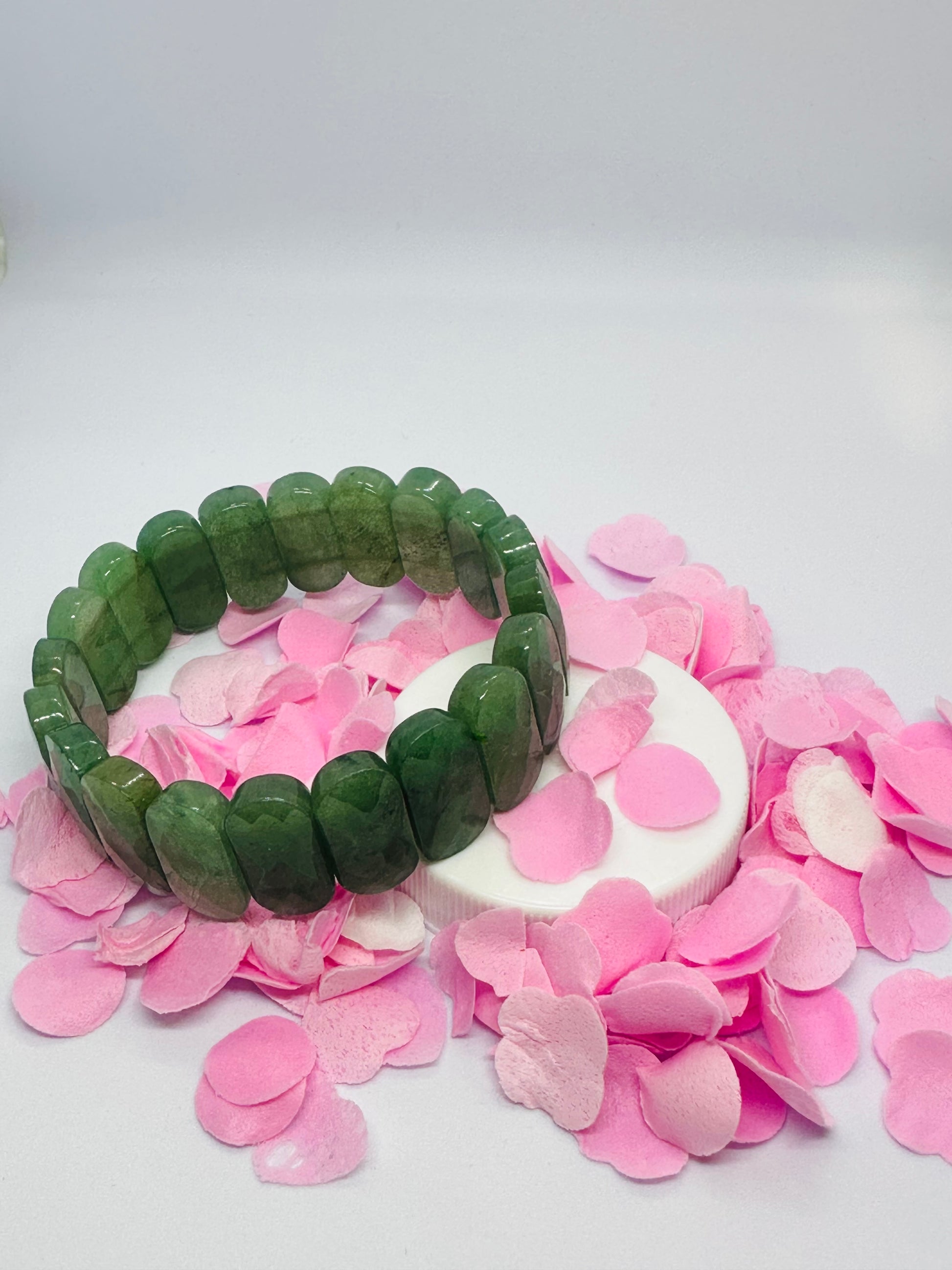 Light-Coded Green Aventurine Glow: Faceted Crystal Bracelet"