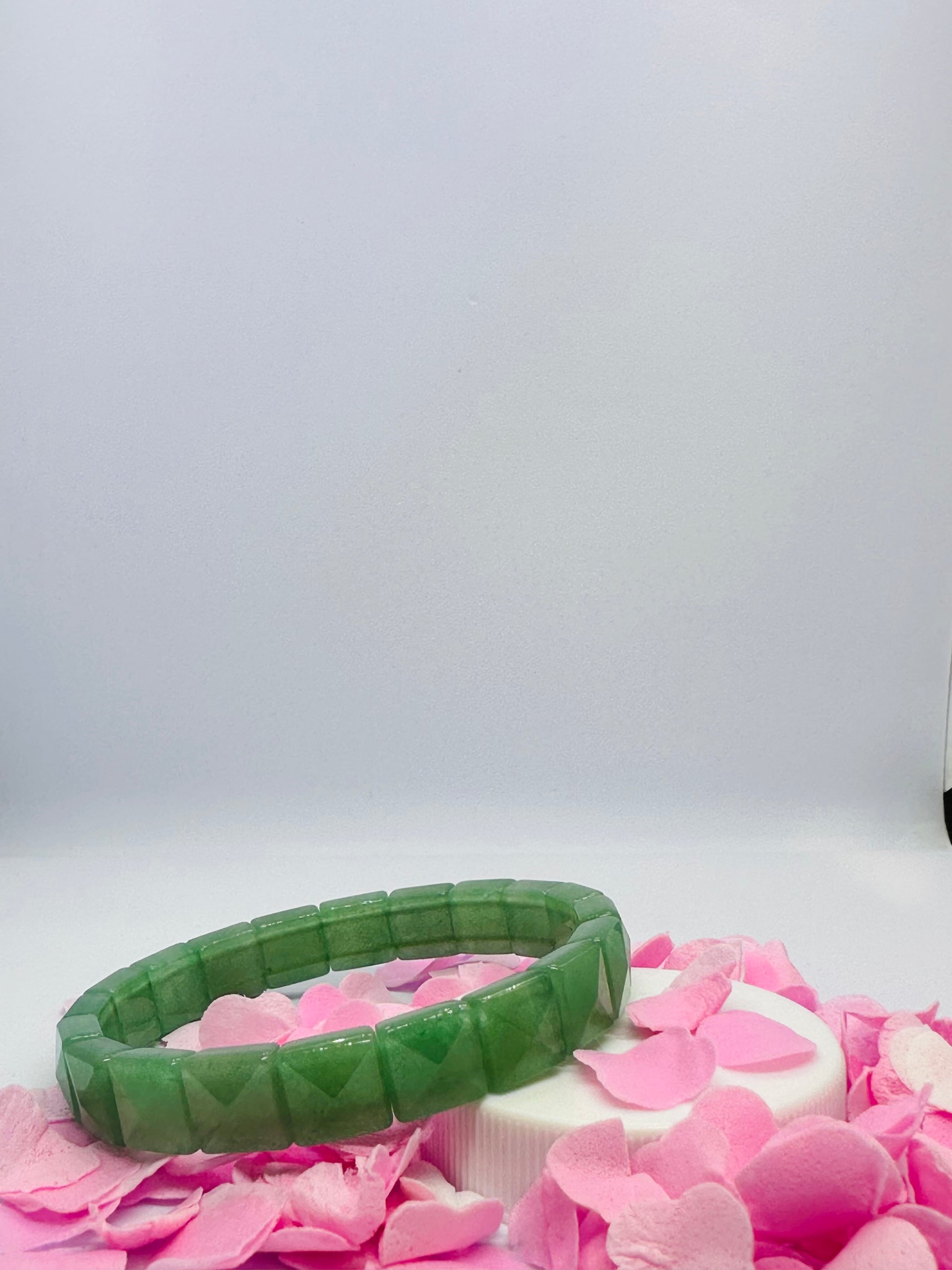Light-Coded Green Aventurine Glow: Faceted Crystal Bracelet"