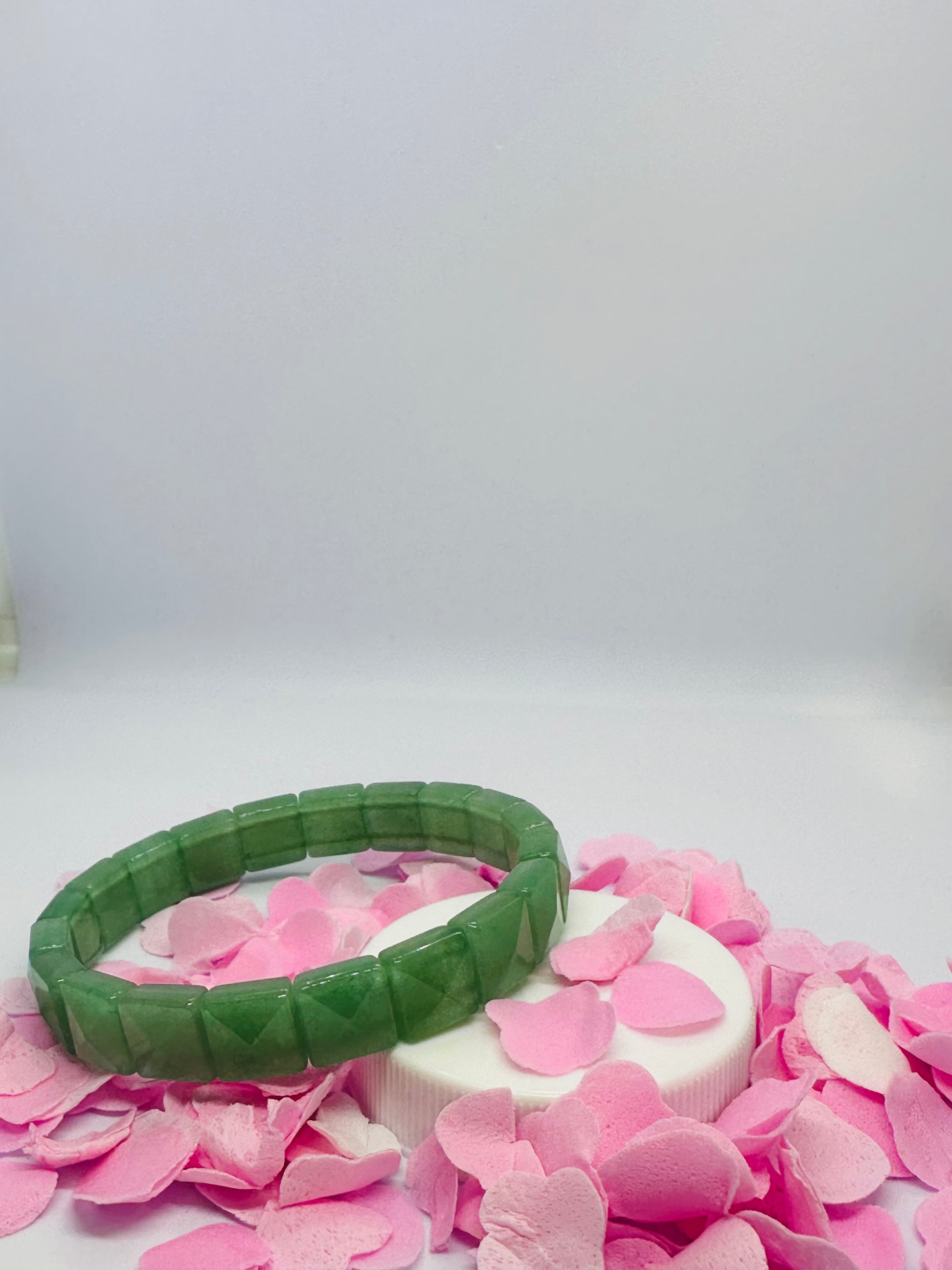 Light-Coded Green Aventurine Glow: Faceted Crystal Bracelet"