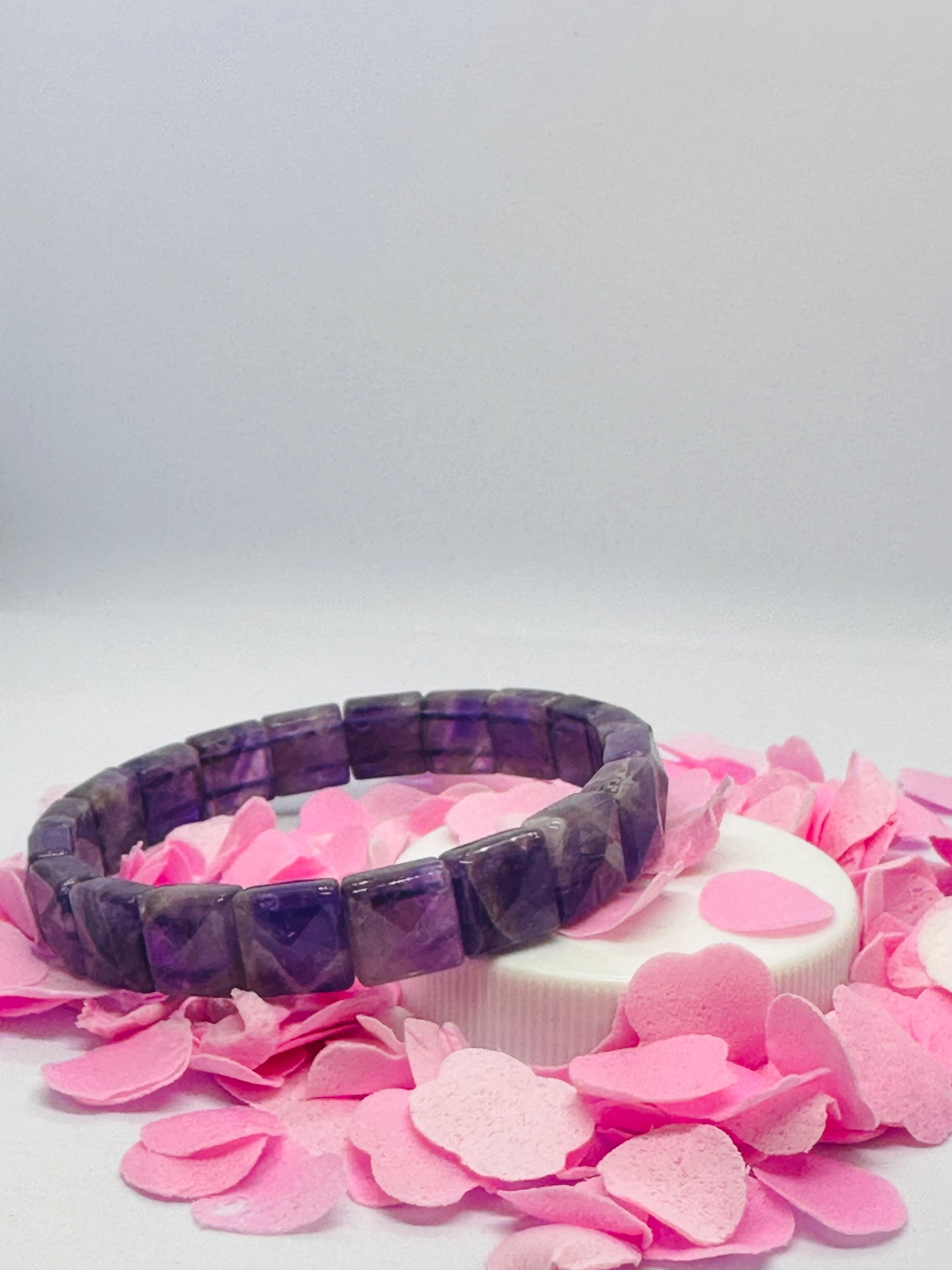 Light-Coded Amethyst Aura Faceted Crystal Bracelet"