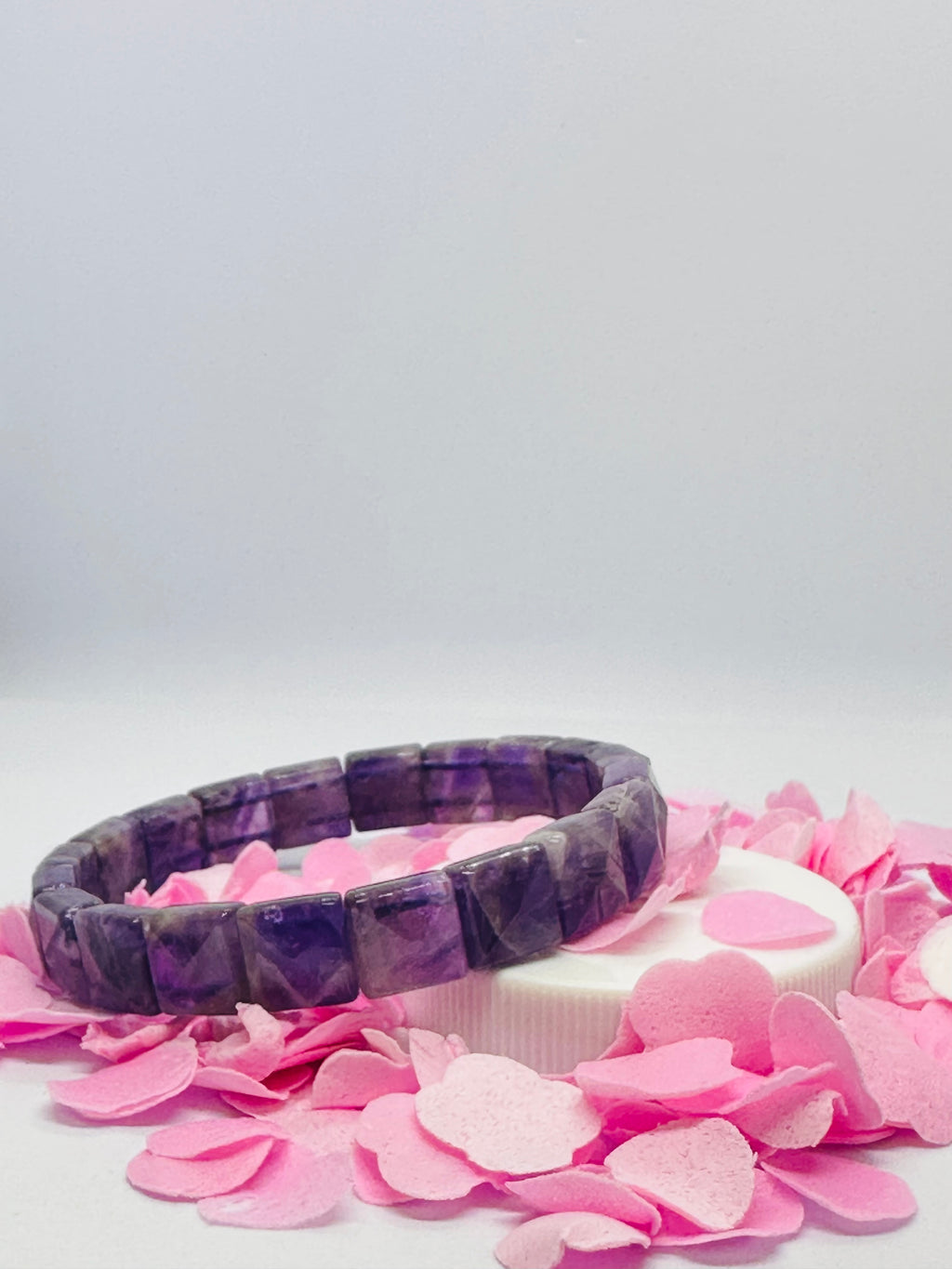 Light-Coded Amethyst Aura Faceted Crystal Bracelet"