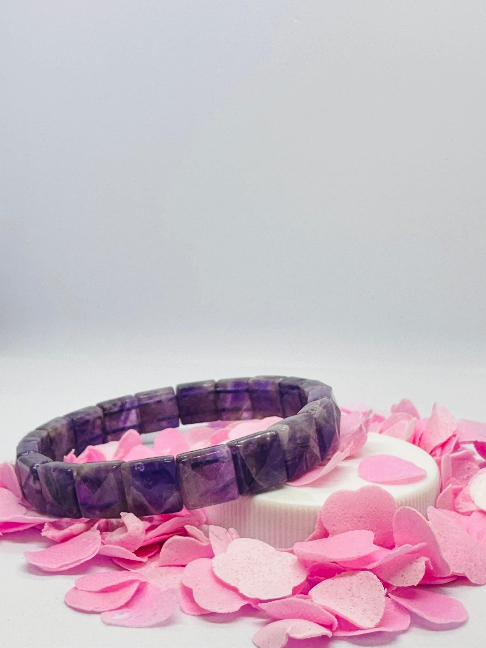 Light-Coded Amethyst Aura Faceted Crystal Bracelet"
