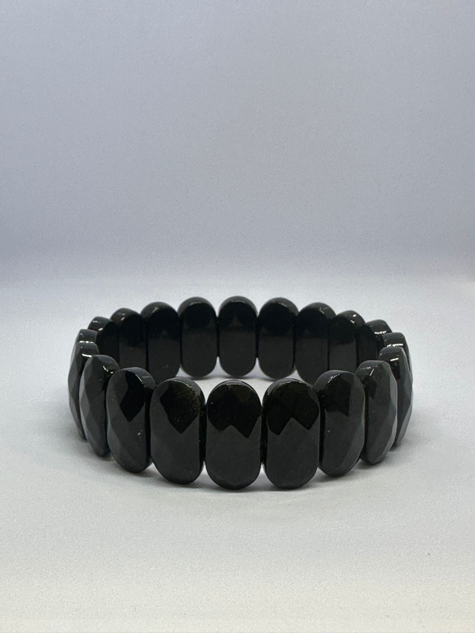 Light-Coded Black Obsidian Boldness Faceted Crystal Bracelet