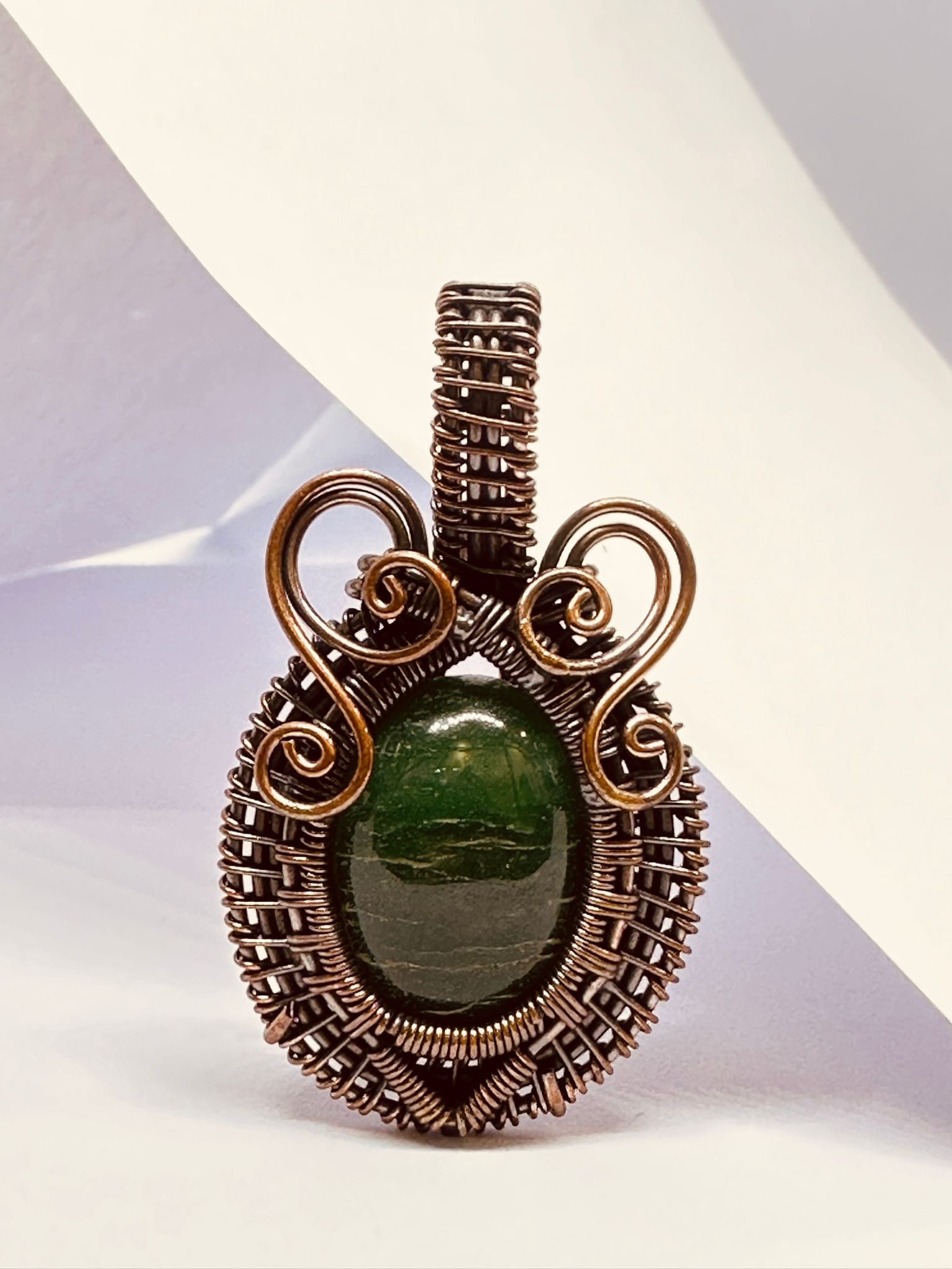Light-Coded Mystic Glow Fluorite Handmade Copper Pendant"