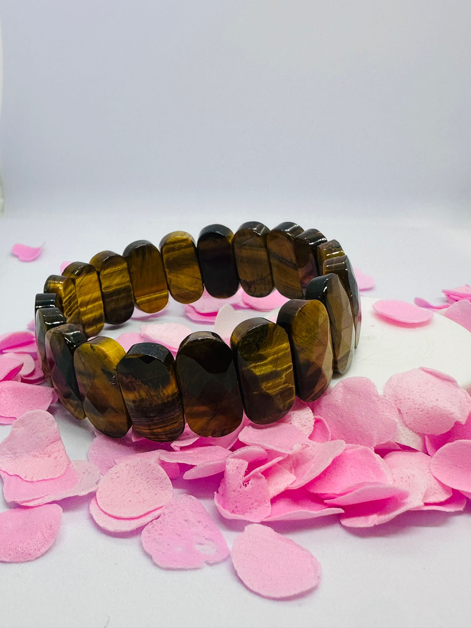Light-Coded Tiger Eye Brilliance Faceted Crystal Bracelet"
