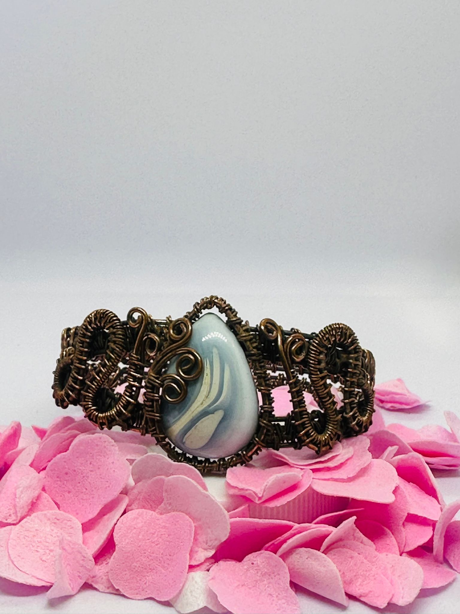 Light-Coded Opal Dreams Handmade Blue Opal Copper Bracelet