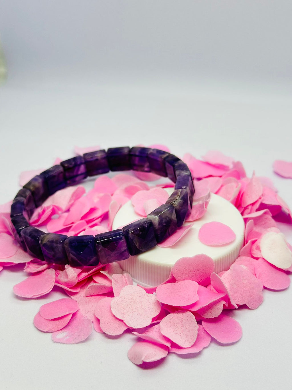 Light-Coded Amethyst Aura Faceted Crystal Bracelet"