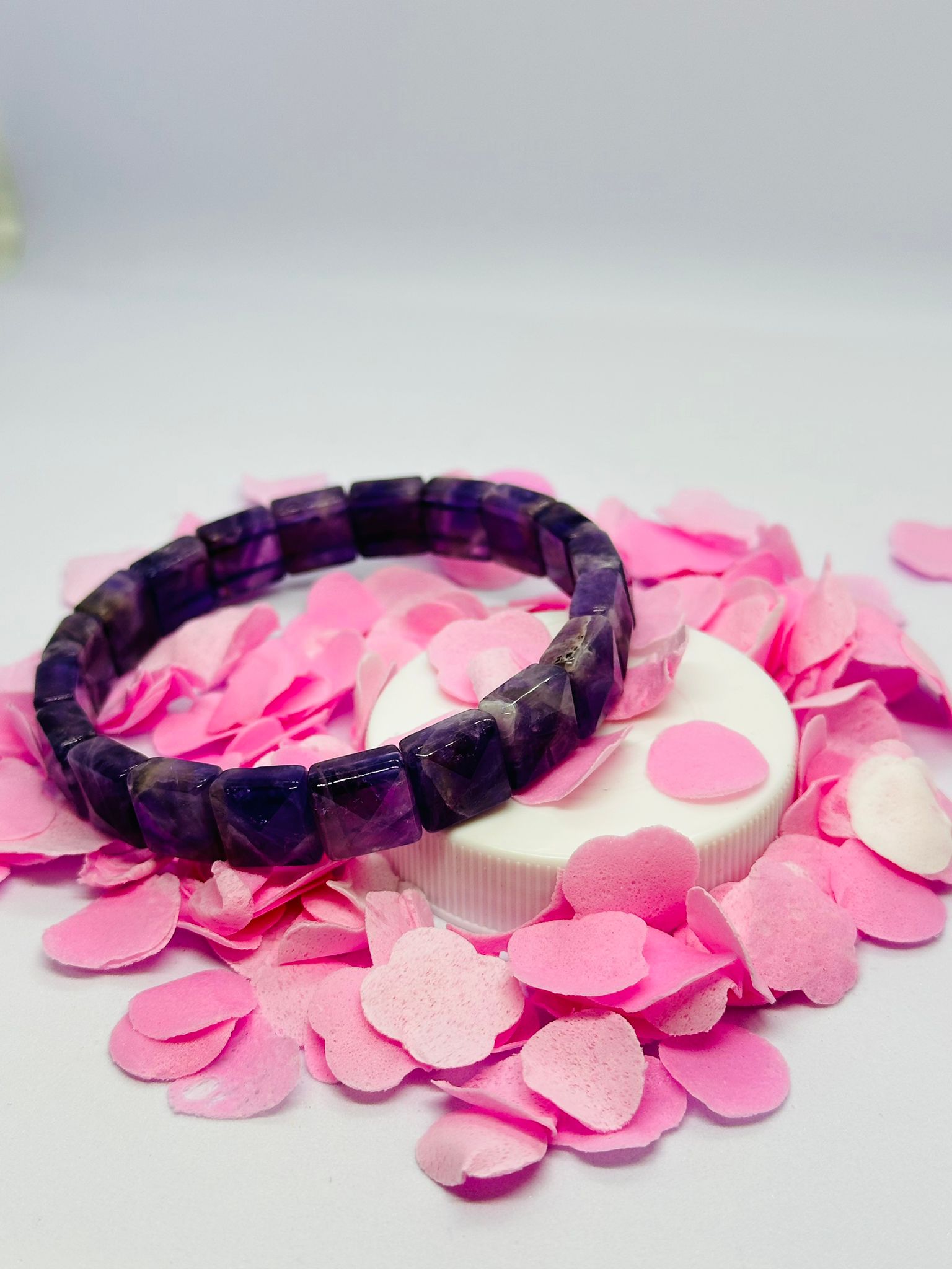 Light-Coded Amethyst Aura Faceted Crystal Bracelet"
