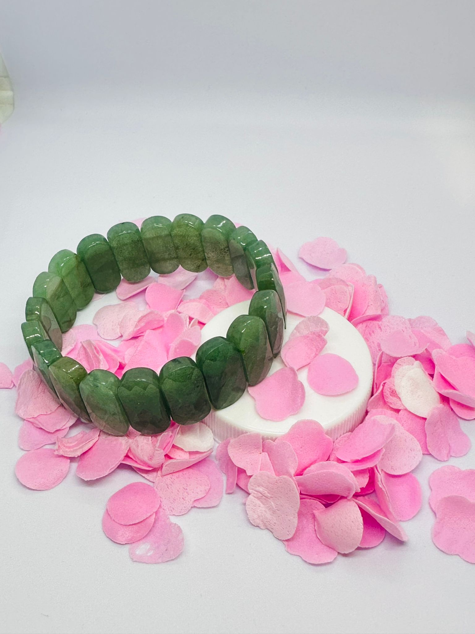 Light-Coded Green Aventurine Glow: Faceted Crystal Bracelet"