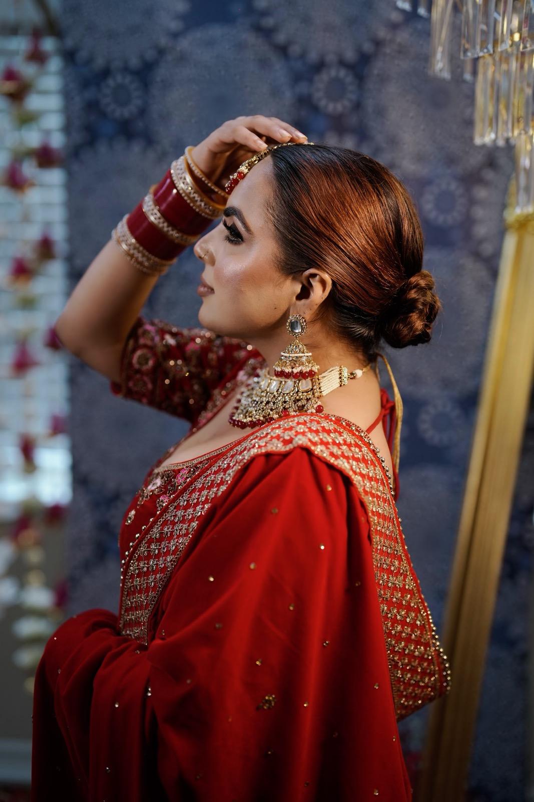 Bridal Red Necklace Set | Red Bridal Jewelry | Red Bridal Necklace Set | Bridal Necklace, Earrings & Tikka Set | Indian Bridal Jewelry | Red