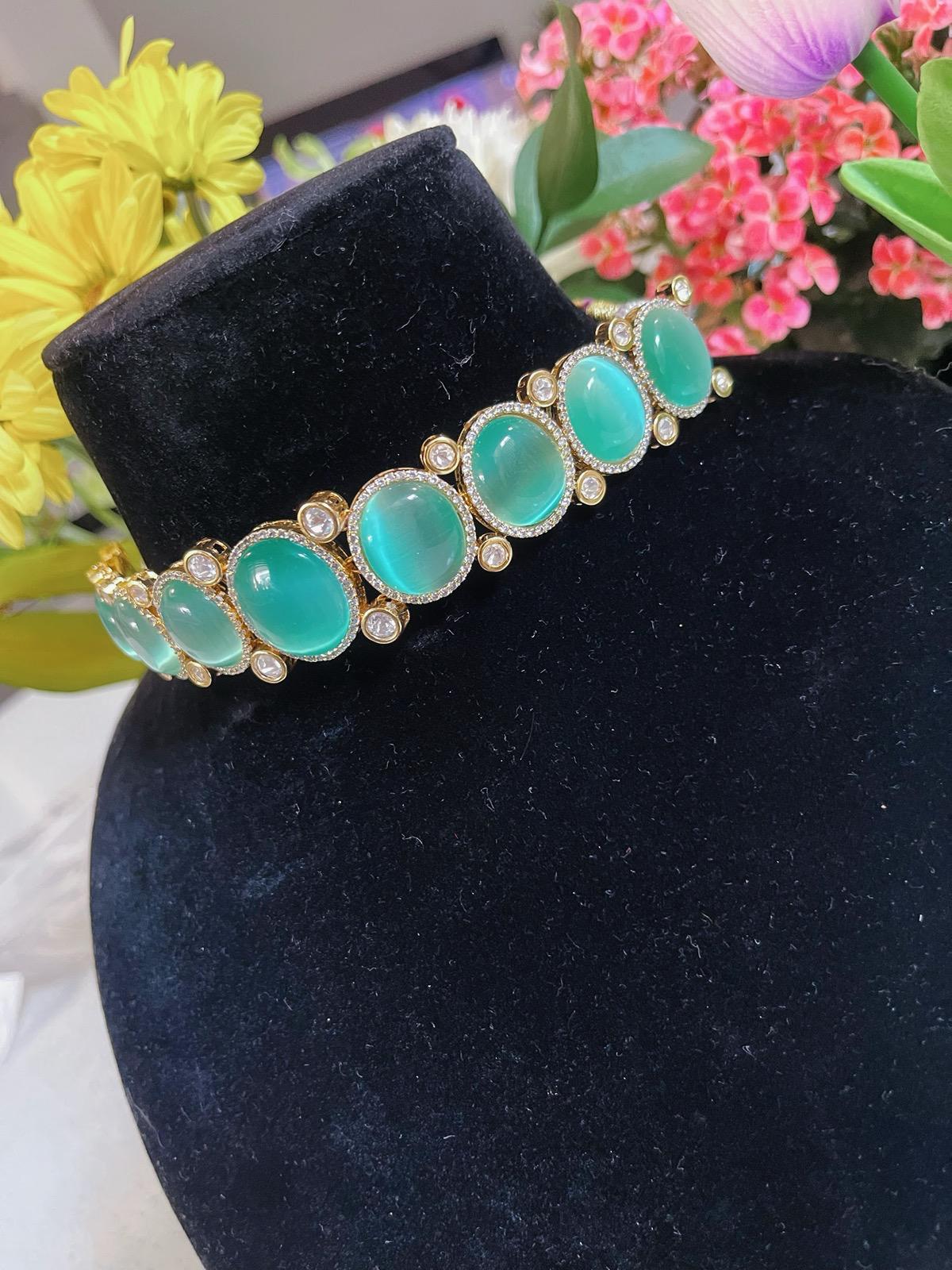 Mint Necklace & Stud Earrings Set | Indian Jewelry | South Asian Jewelry | Earrings | Partywear