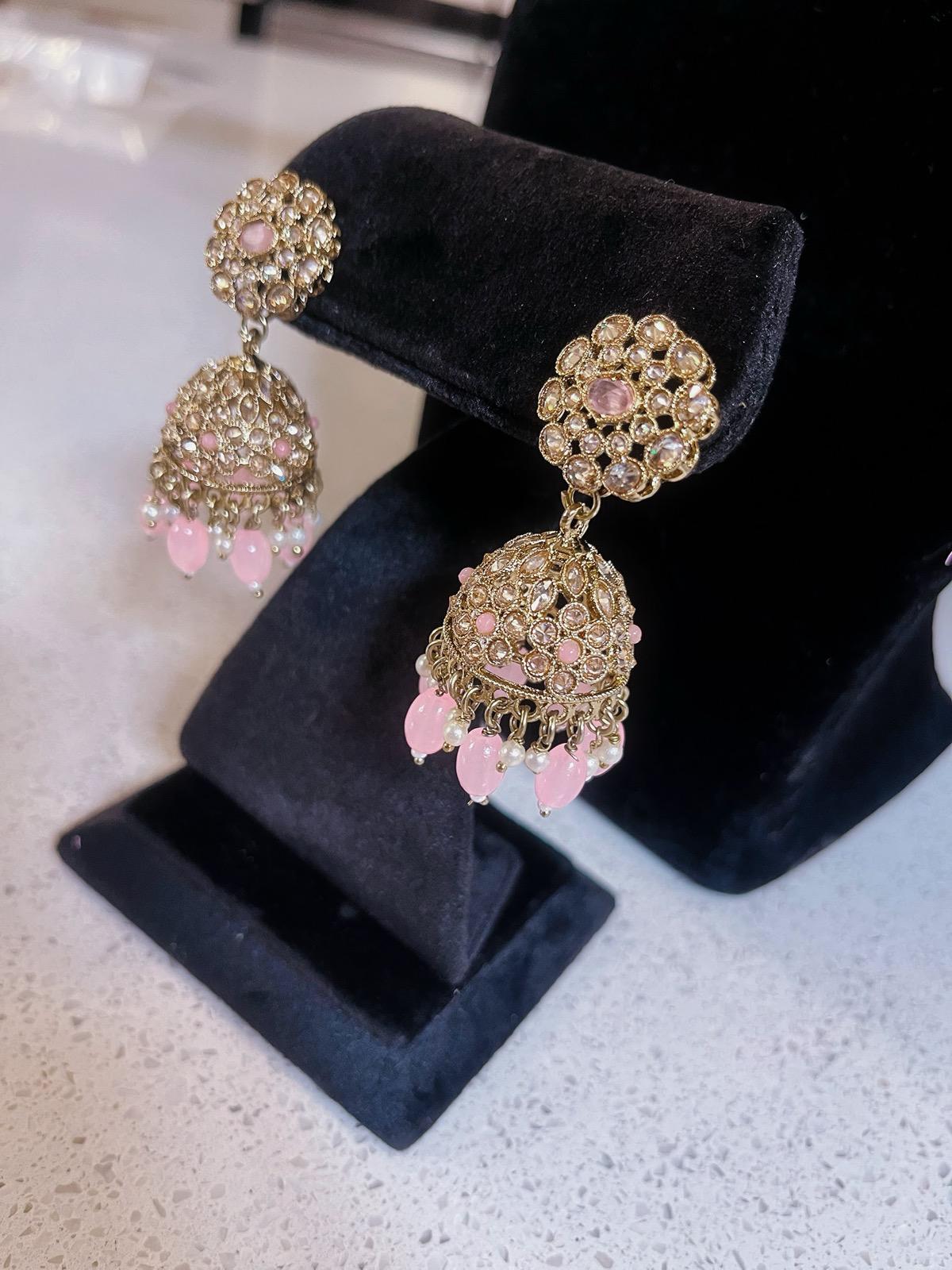 Pink Necklace & Earrings Set | Indian Jewelry | South Asian Jewelry | Earrings | Danglers | Meenakari Baby Pink Necklace