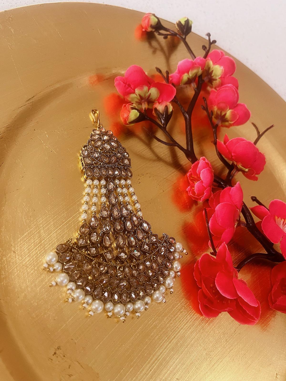 Bridal Paasa White | Moon Pasa Punjabi Jhumar | Indian Jewellery Jewellery Antique Gold Pasa Indian Bridal Jewellery Bollywood Jewellery