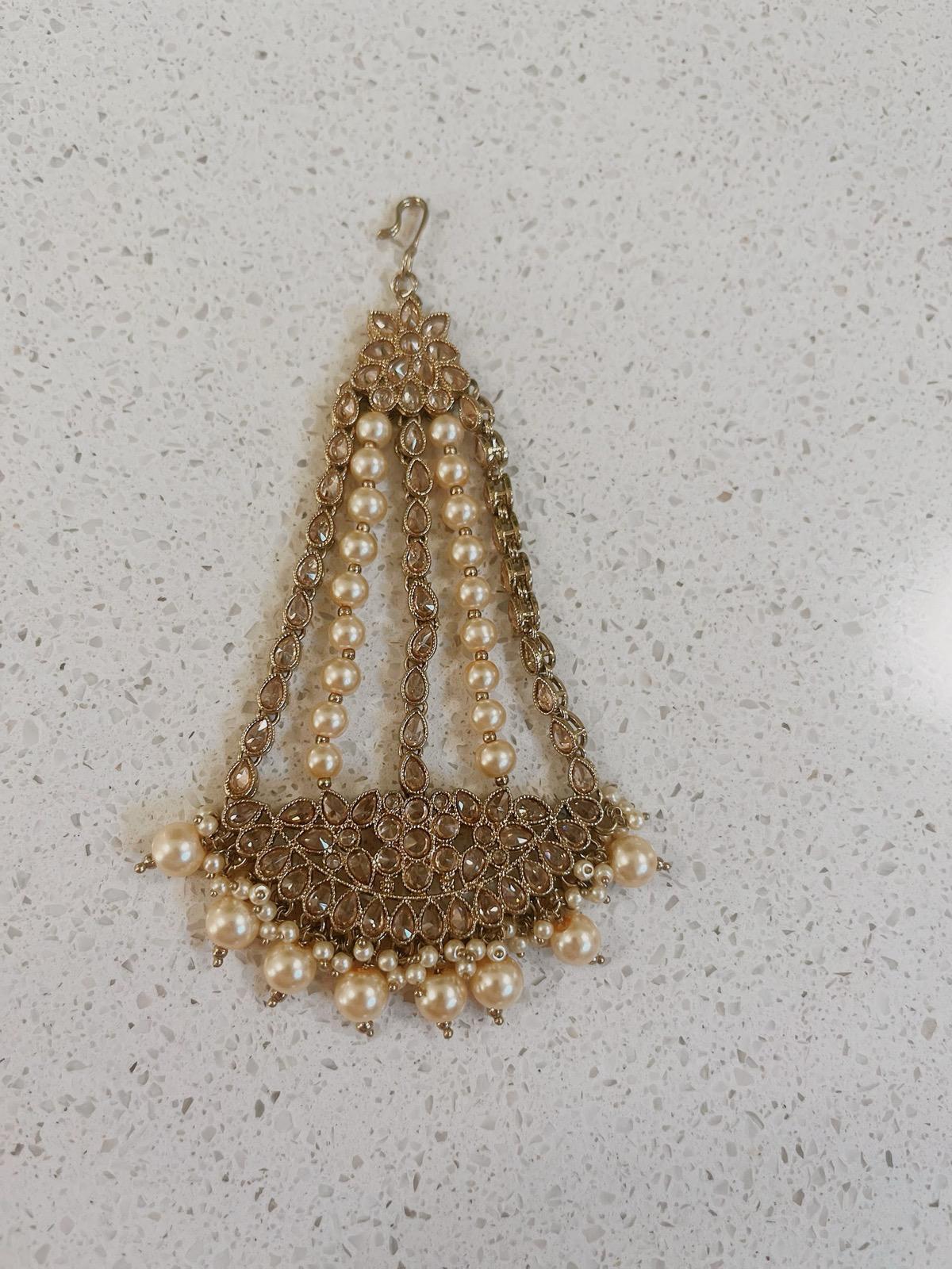 Bridal Paasa Beige | Moon Pasa Punjabi Jhumar | Indian Jewellery Jewellery Antique Gold Pasa Indian Bridal Jewellery Bollywood Jewellery