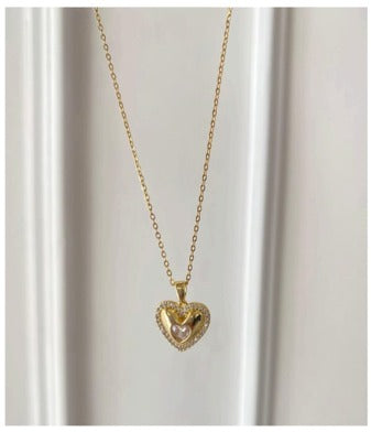 Heart Shaped Crystal Pendant Necklace
