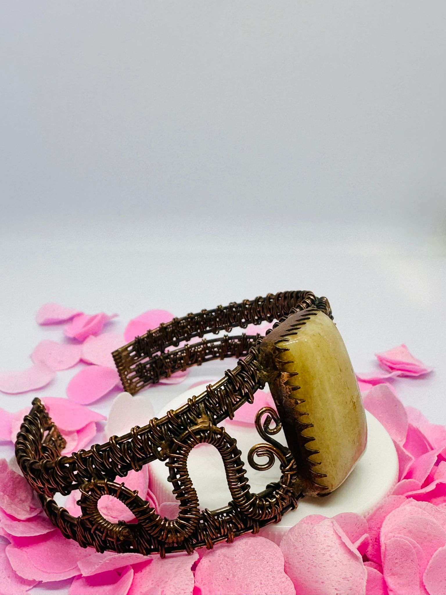 Golden Glow: Yellow Calcite Copper Bracelet