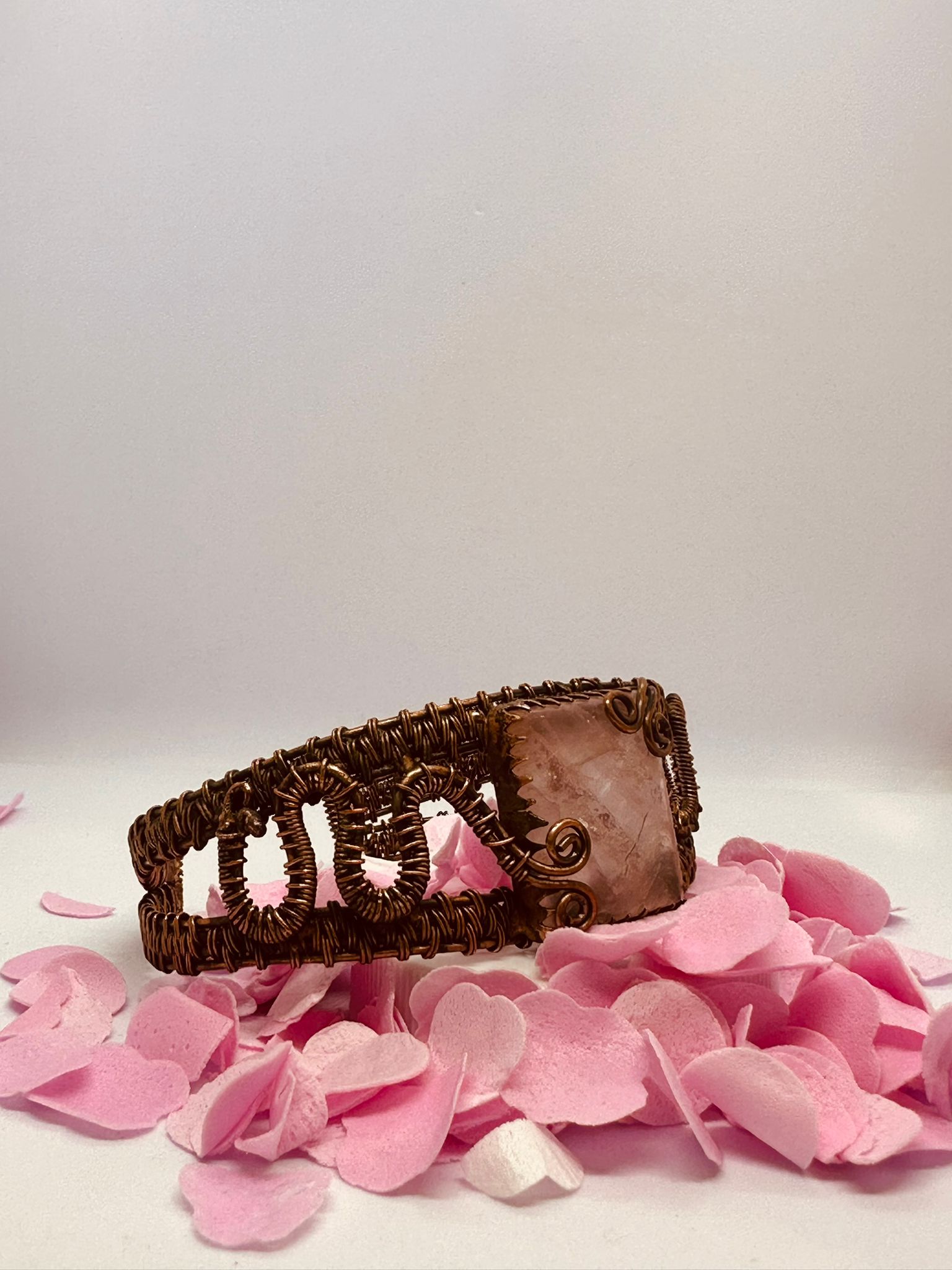 Pink Serenity: Rose Quartz Copper Bracelet