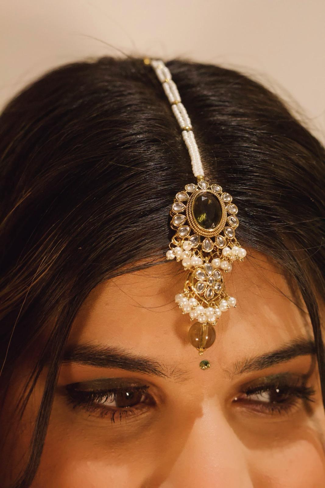OLIVE Green Partywear Choker Necklace, Earrings & Tikka Set | Indian Jewelry | South Asian Jewelry | Olive Necklace Set | Olive Jewelry