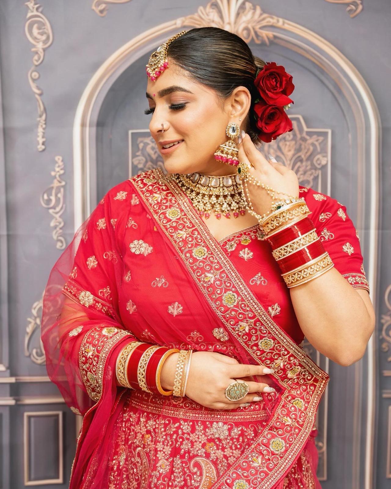Bridal Red Necklace Set | Red Bridal Jewelry | Red Bridal Necklace Set | Bridal Necklace, Earrings & Tikka Set | Indian Bridal Jewelry | Red