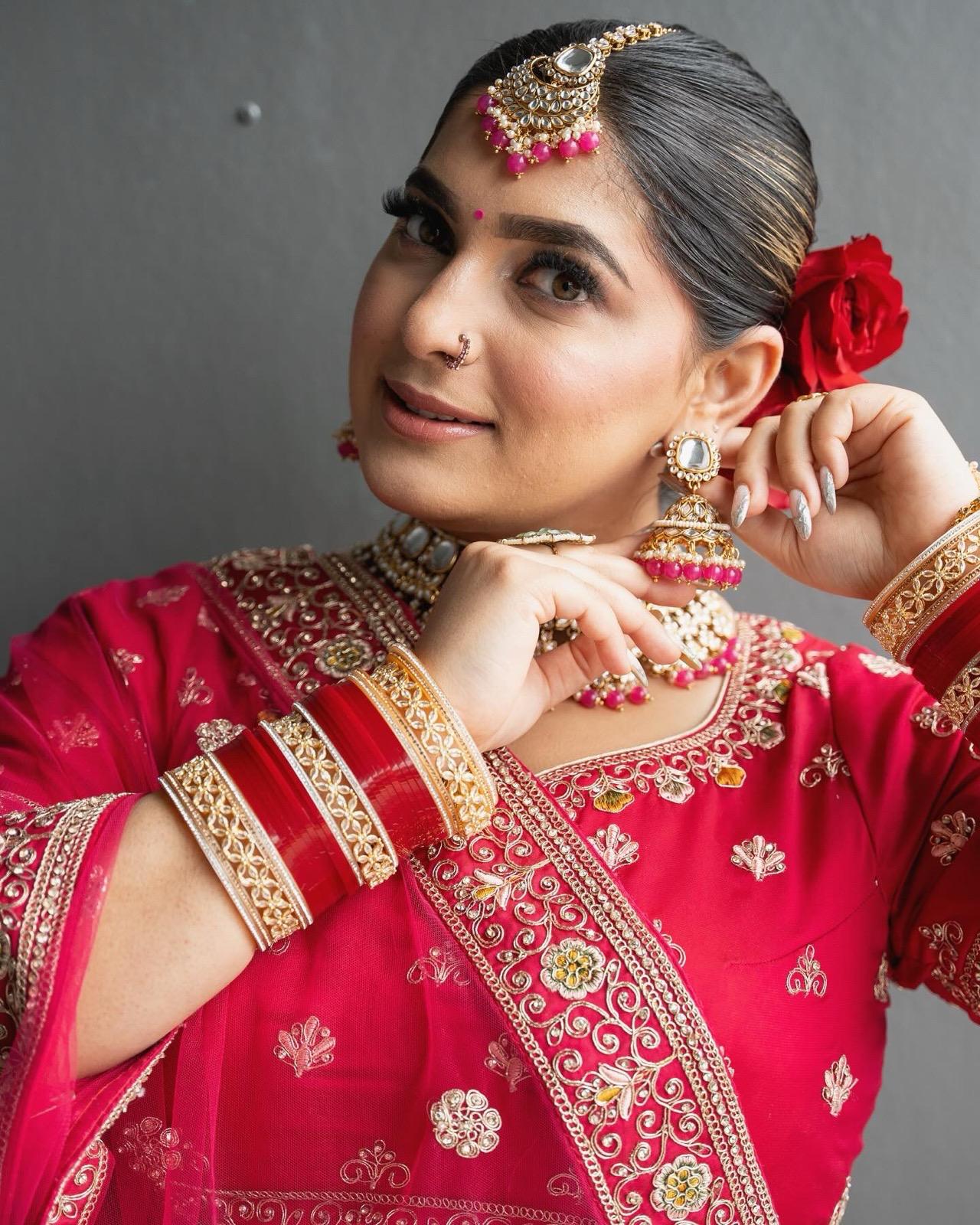 Bridal Red Necklace Set | Red Bridal Jewelry | Red Bridal Necklace Set | Bridal Necklace, Earrings & Tikka Set | Indian Bridal Jewelry | Red