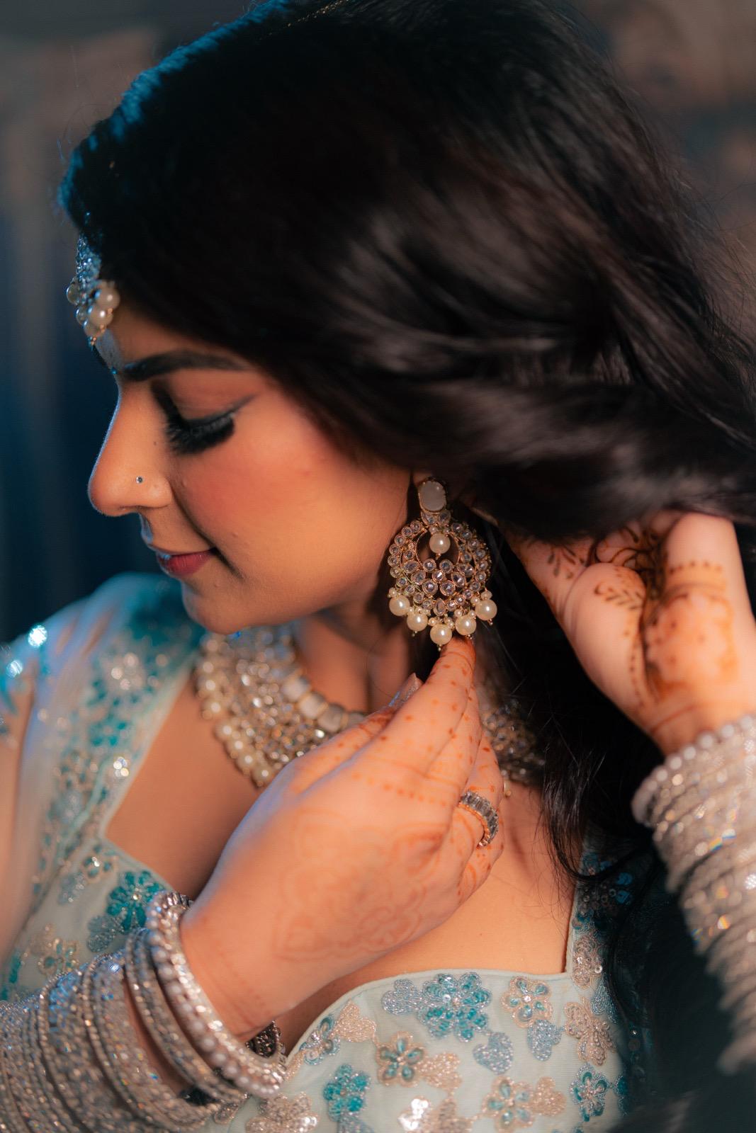 Silver Necklace, Earrings & Tikka Set | Indian Jewelry | South Asian Jewelry | Silver Bridal Set | Danglers | Partywear | Grey Necklace