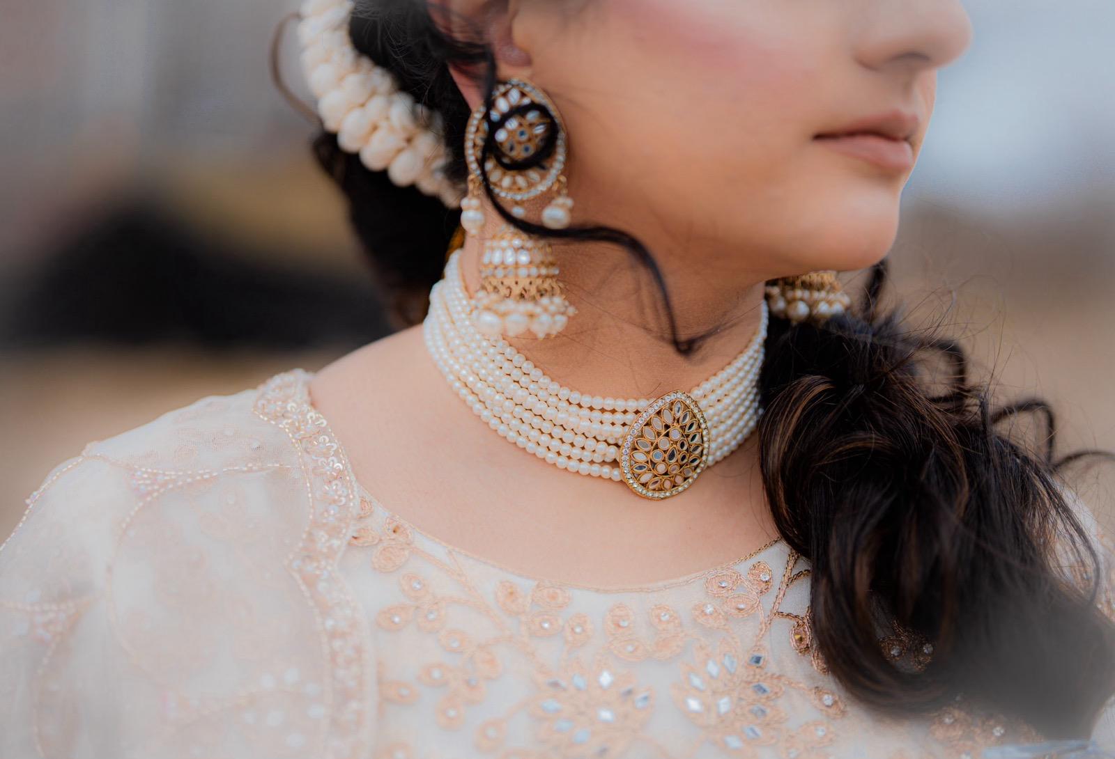 White Choker Set | Indian Jewelry | South Asian Jewelry | Tikka | Earrings | Partywear | White Choker Necklace | White Mirror Necklace Set