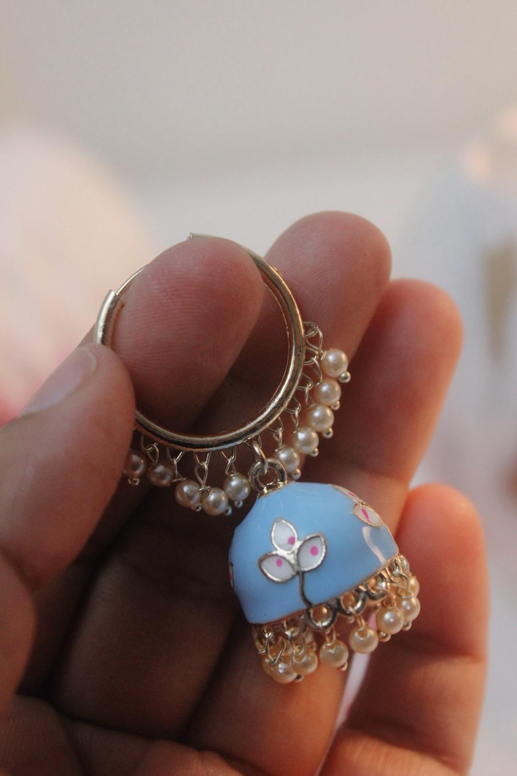 Sky Blue Jhumka | Light Blue Jhumka Earrings | Earrings | Jhumki | Cute Jhumka | Blue Jhumka | Gold Jhumka | Tiny Jhumka | Colorful Jhumka