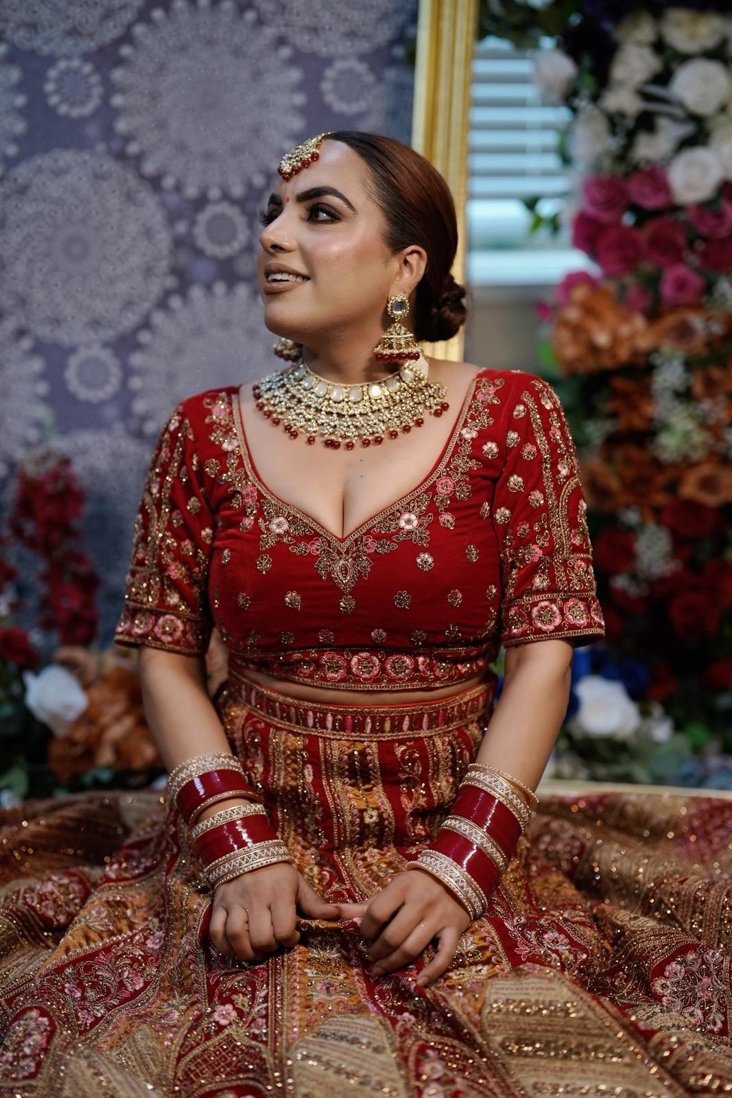 Bridal Red Necklace Set | Red Bridal Jewelry | Red Bridal Necklace Set | Bridal Necklace, Earrings & Tikka Set | Indian Bridal Jewelry | Red
