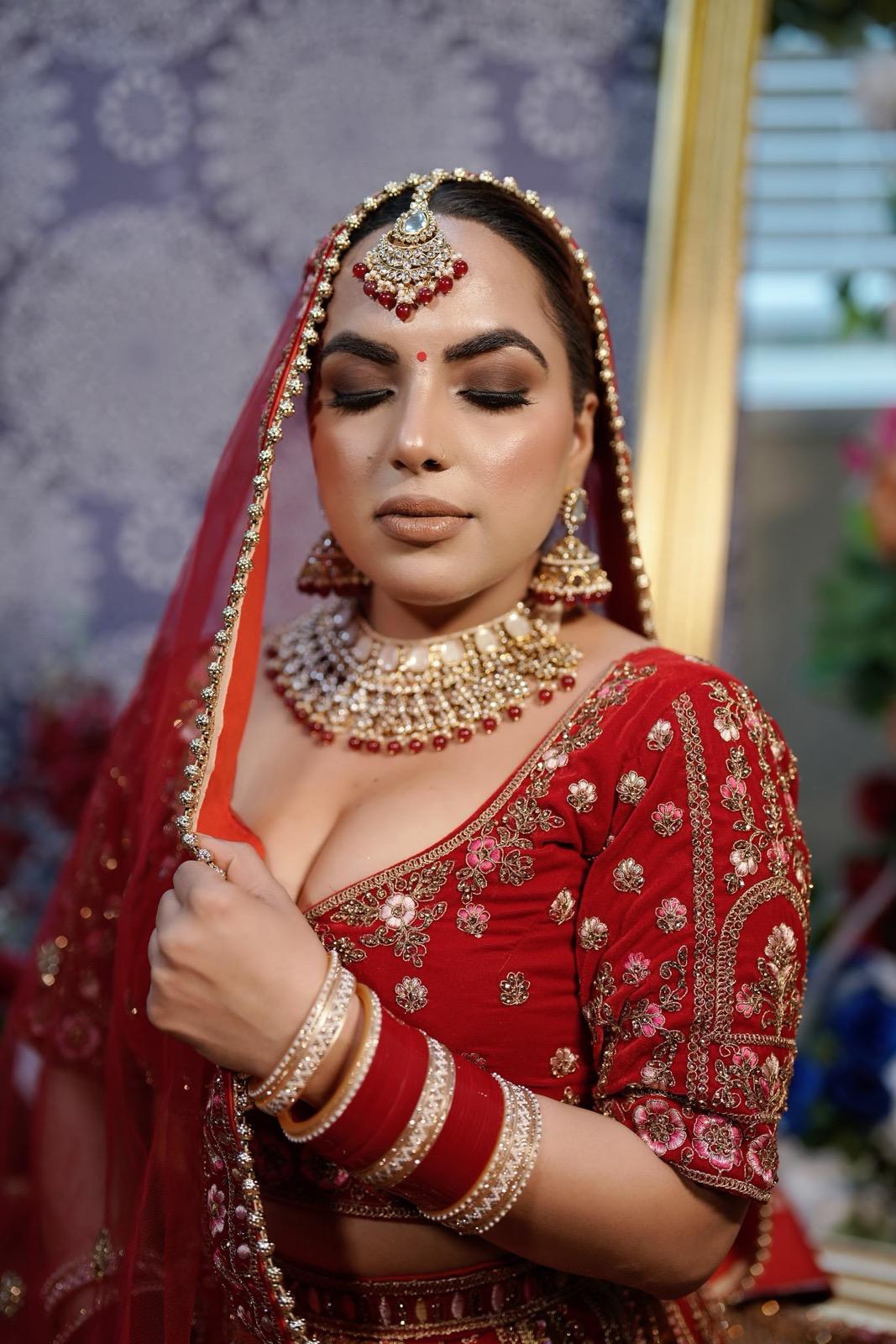 Bridal Red Necklace Set | Red Bridal Jewelry | Red Bridal Necklace Set | Bridal Necklace, Earrings & Tikka Set | Indian Bridal Jewelry | Red