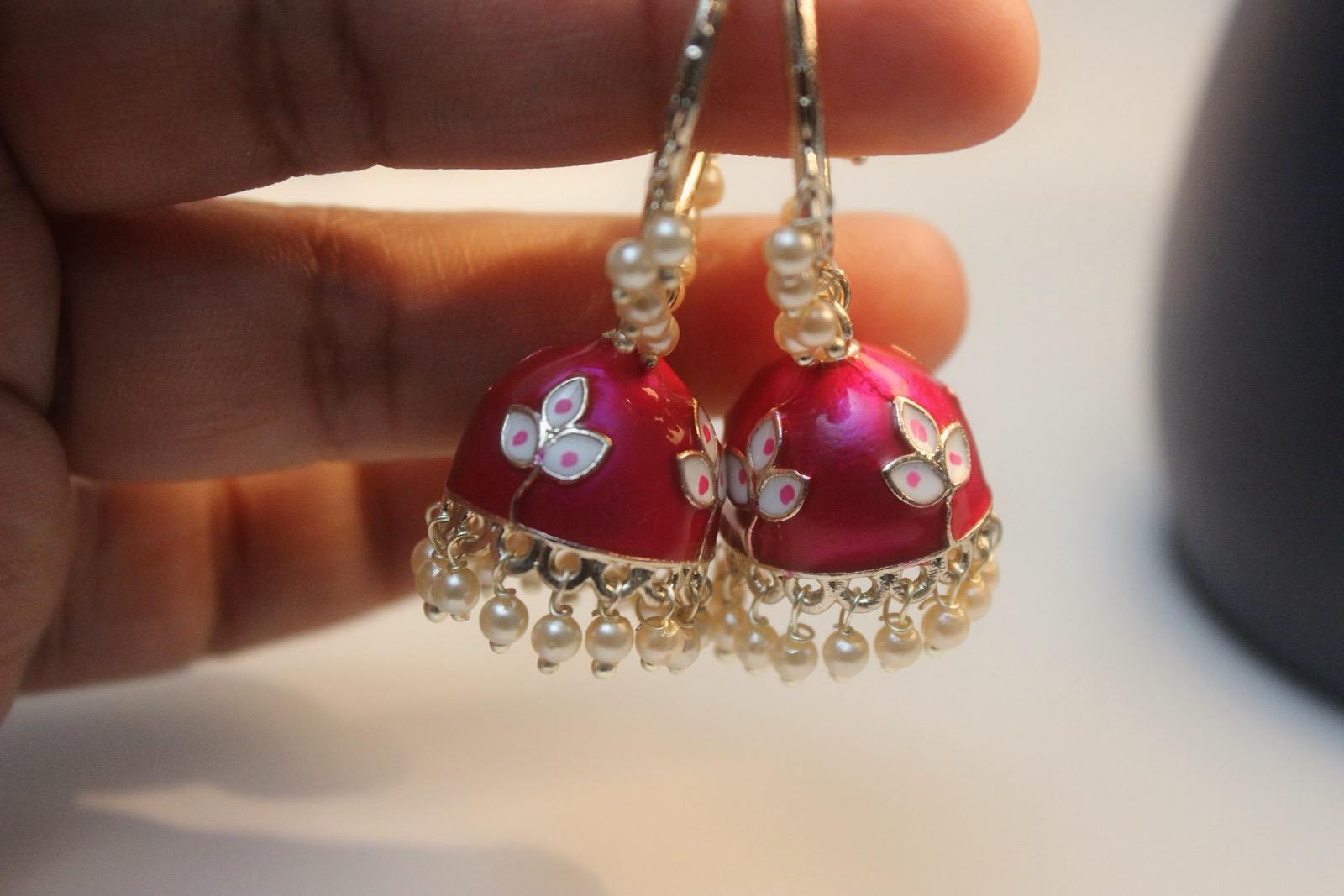 Rose Brown Jhumka | Brown Jhumka Earrings | Earrings | Jhumki | Cute Jhumka | Jhumka | Gold Jhumka | Tiny Jhumka | Colorful Jhumka