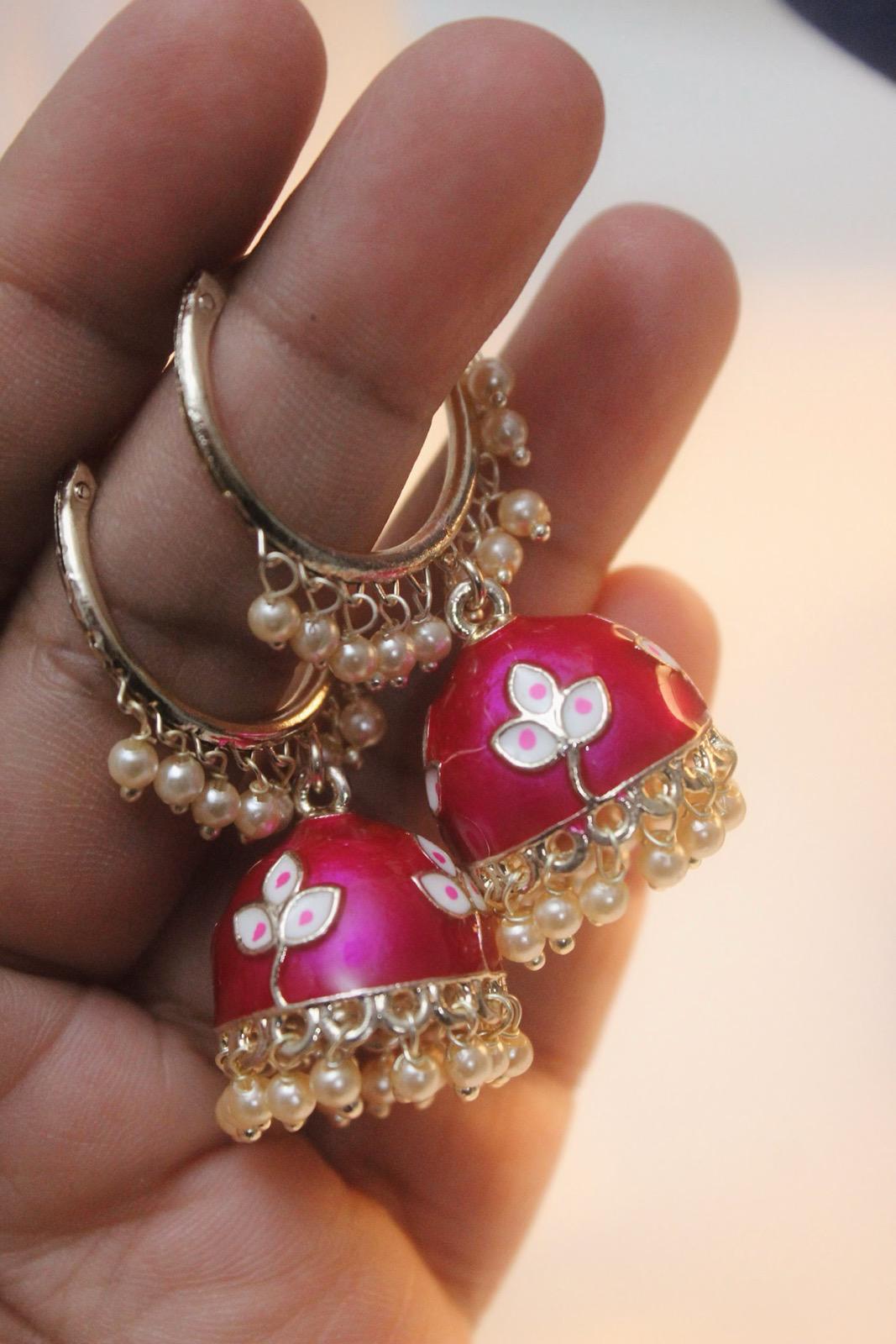 Rose Brown Jhumka | Brown Jhumka Earrings | Earrings | Jhumki | Cute Jhumka | Jhumka | Gold Jhumka | Tiny Jhumka | Colorful Jhumka