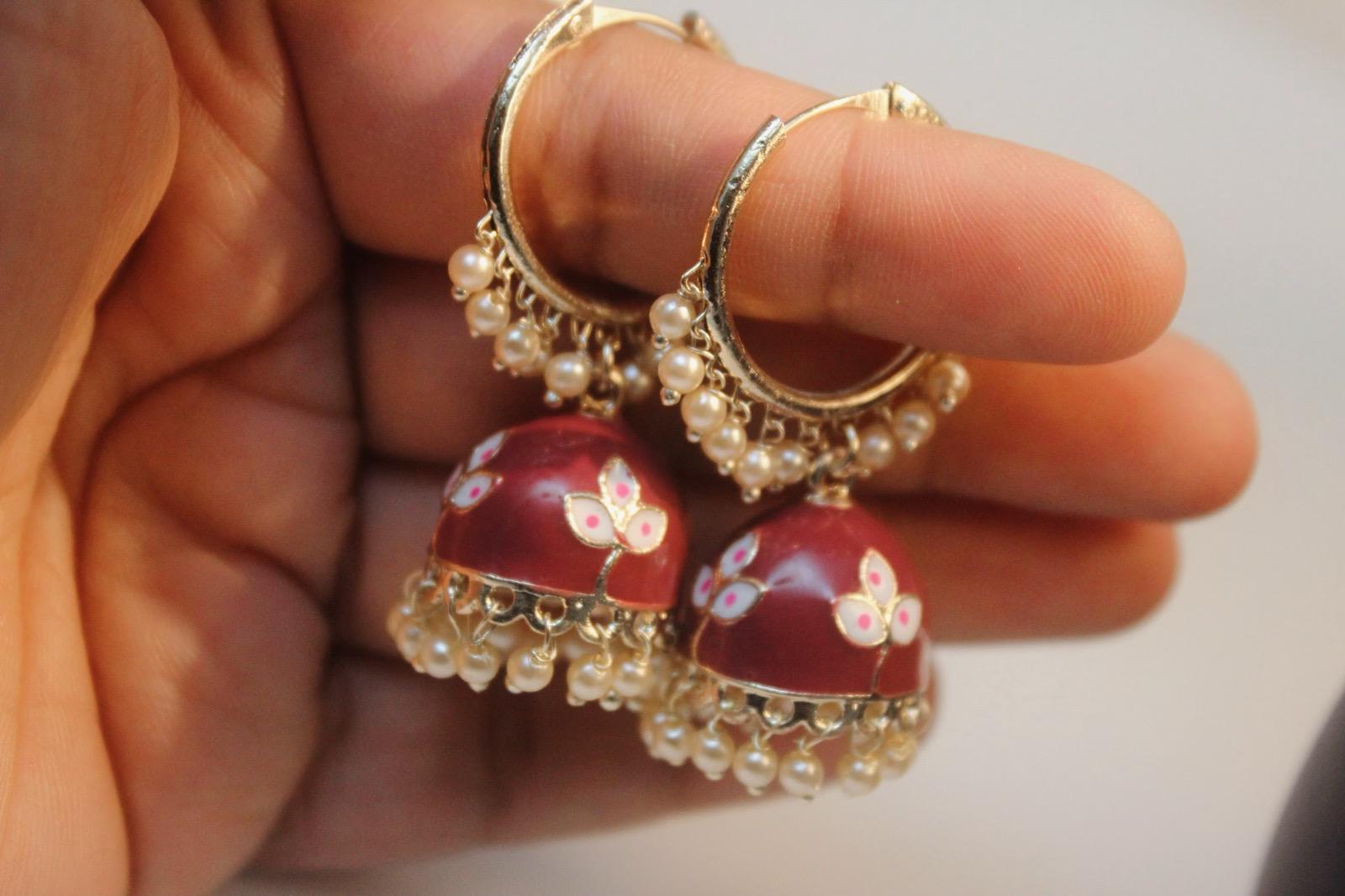 Rose Brown Jhumka | Brown Jhumka Earrings | Earrings | Jhumki | Cute Jhumka | Jhumka | Gold Jhumka | Tiny Jhumka | Colorful Jhumka