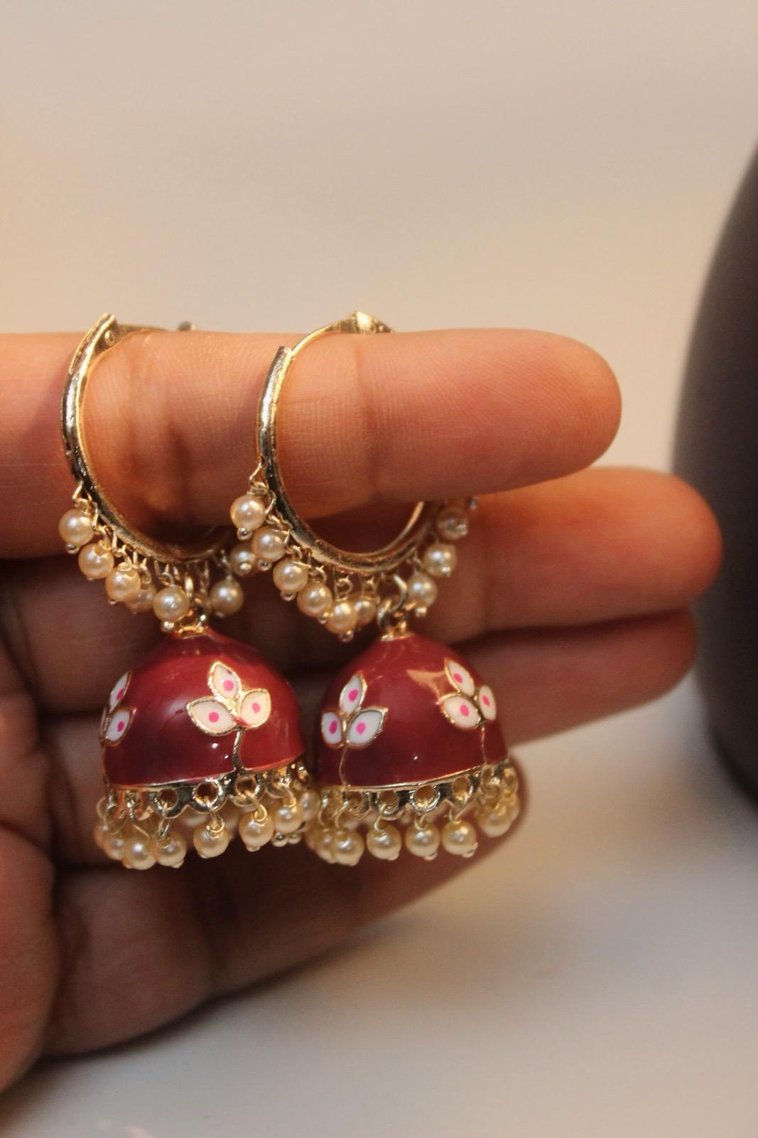 Rose Brown Jhumka | Brown Jhumka Earrings | Earrings | Jhumki | Cute Jhumka | Jhumka | Gold Jhumka | Tiny Jhumka | Colorful Jhumka
